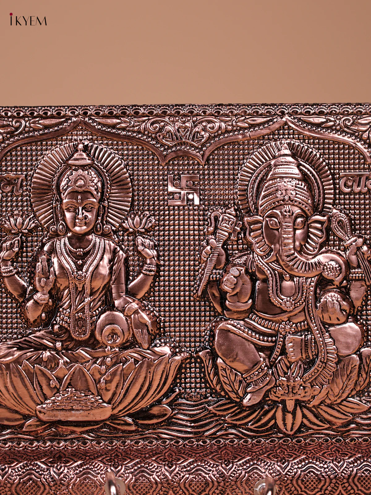 Wooden Ganesha & Lakshmi Key Hanger-Copper-KEF08024 - Image 2