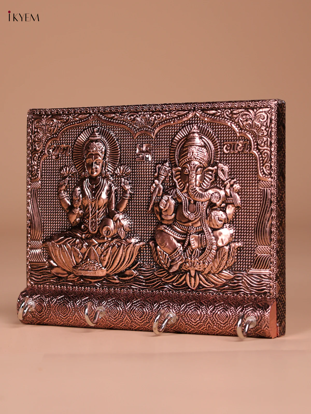Wooden Ganesha & Lakshmi Key Hanger-Copper-KEF08024 - Image 4