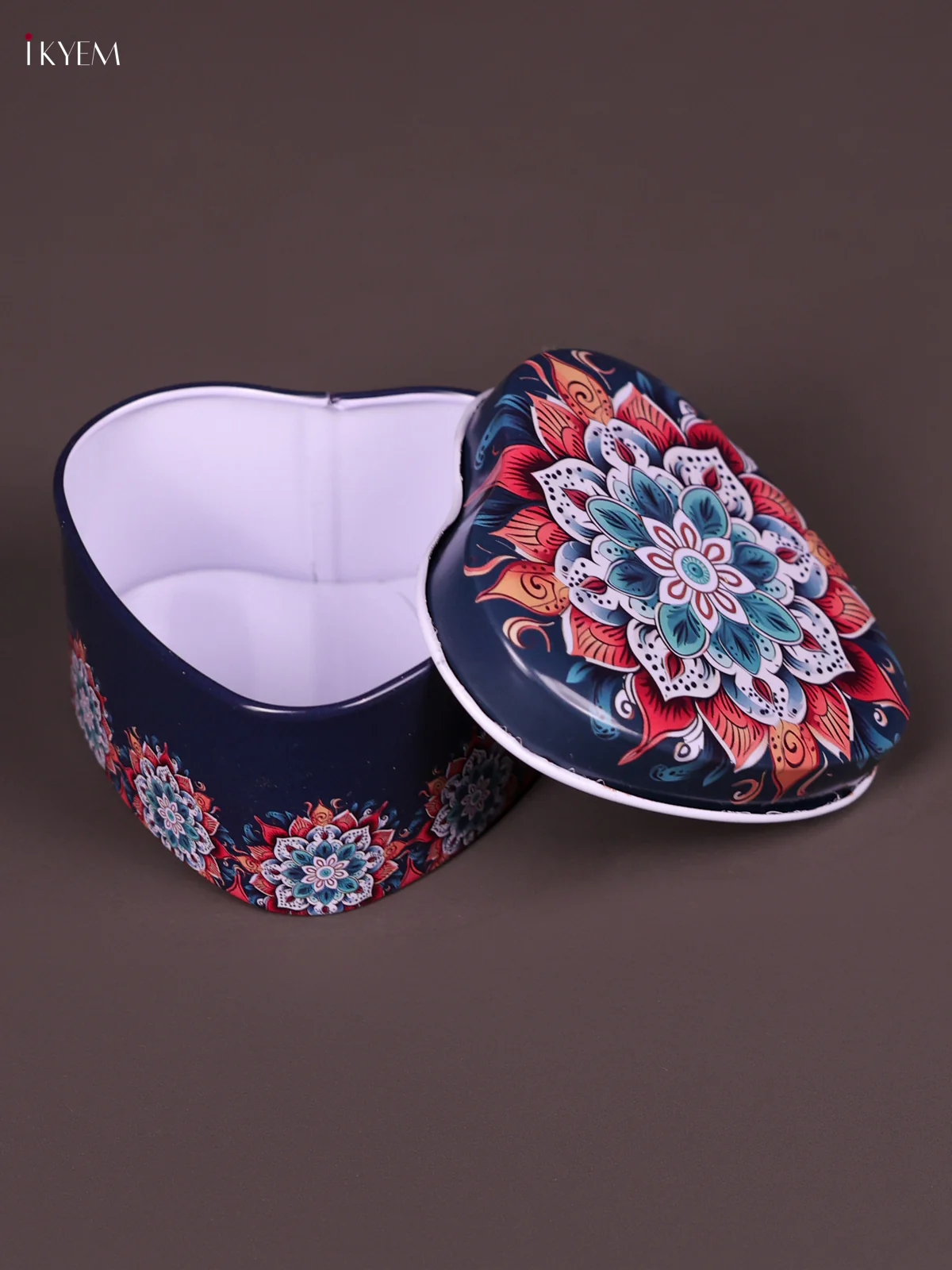 Heart Shaped Decorative Flower Design Tin Box -Green-KEF09002 - Image 2