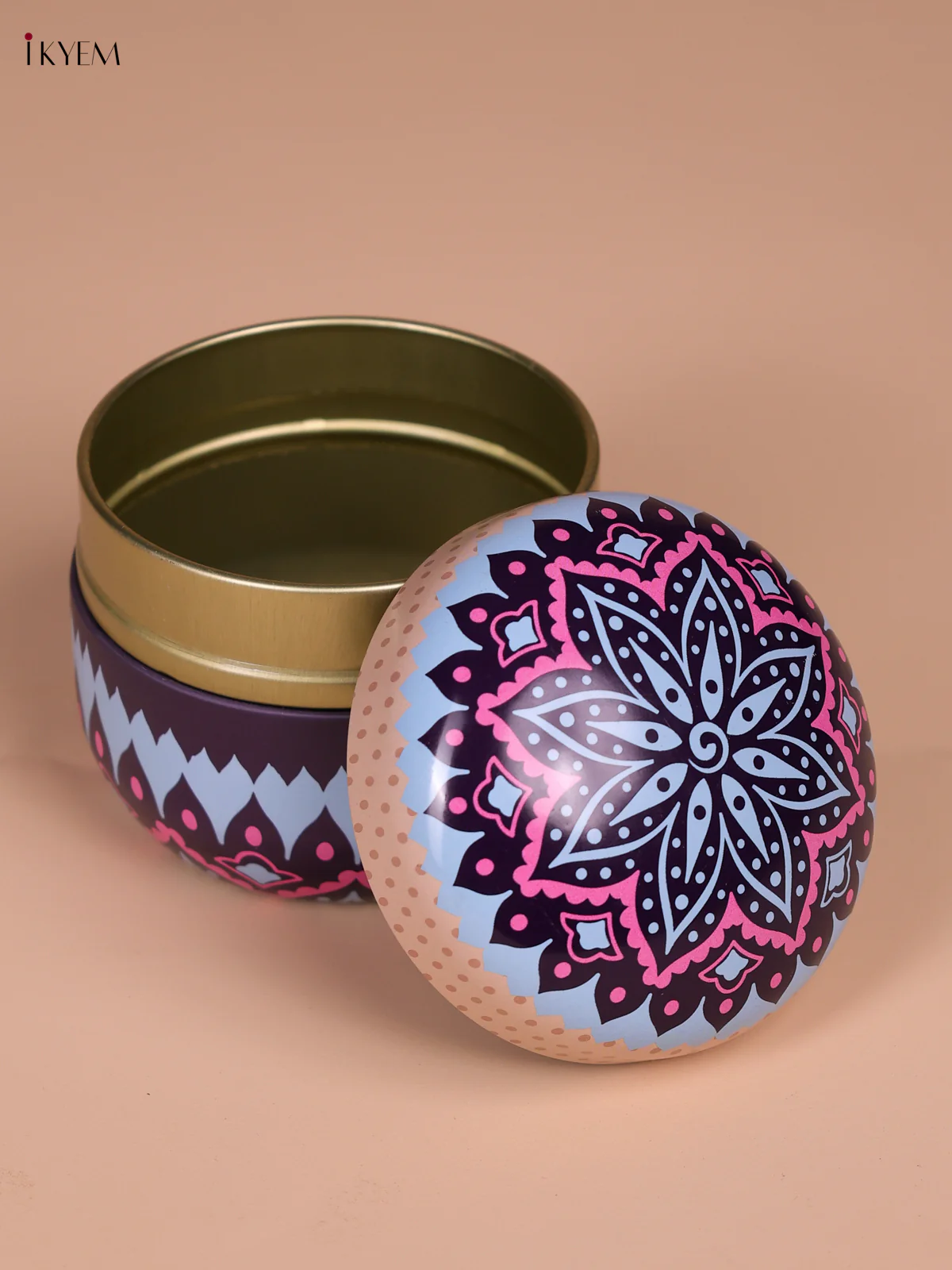 Floral Printed Tin Box- Sky Blue-KEF09006 - Image 2
