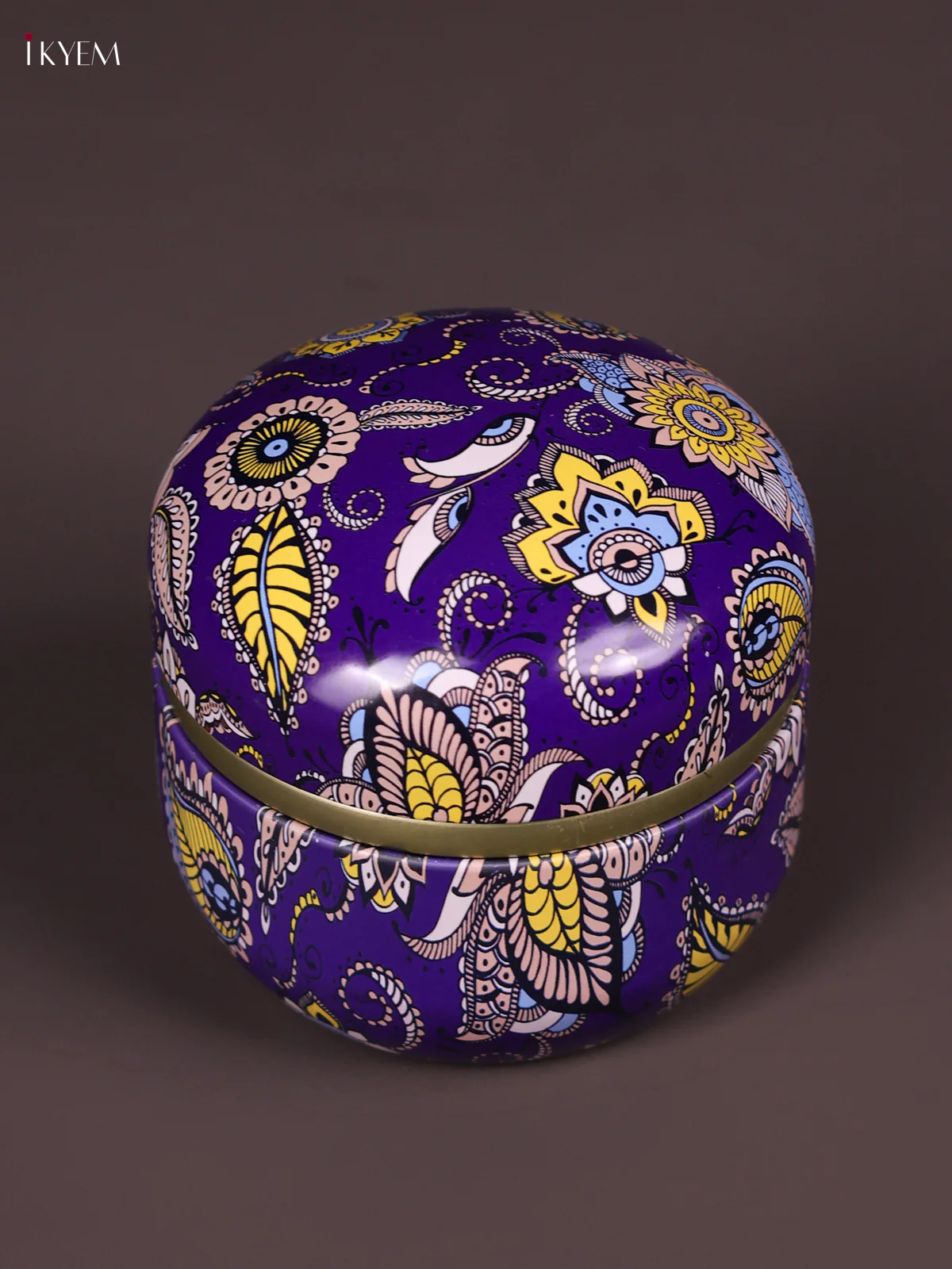 Floral Printed Tin Box-Dark Blue-KEF09010