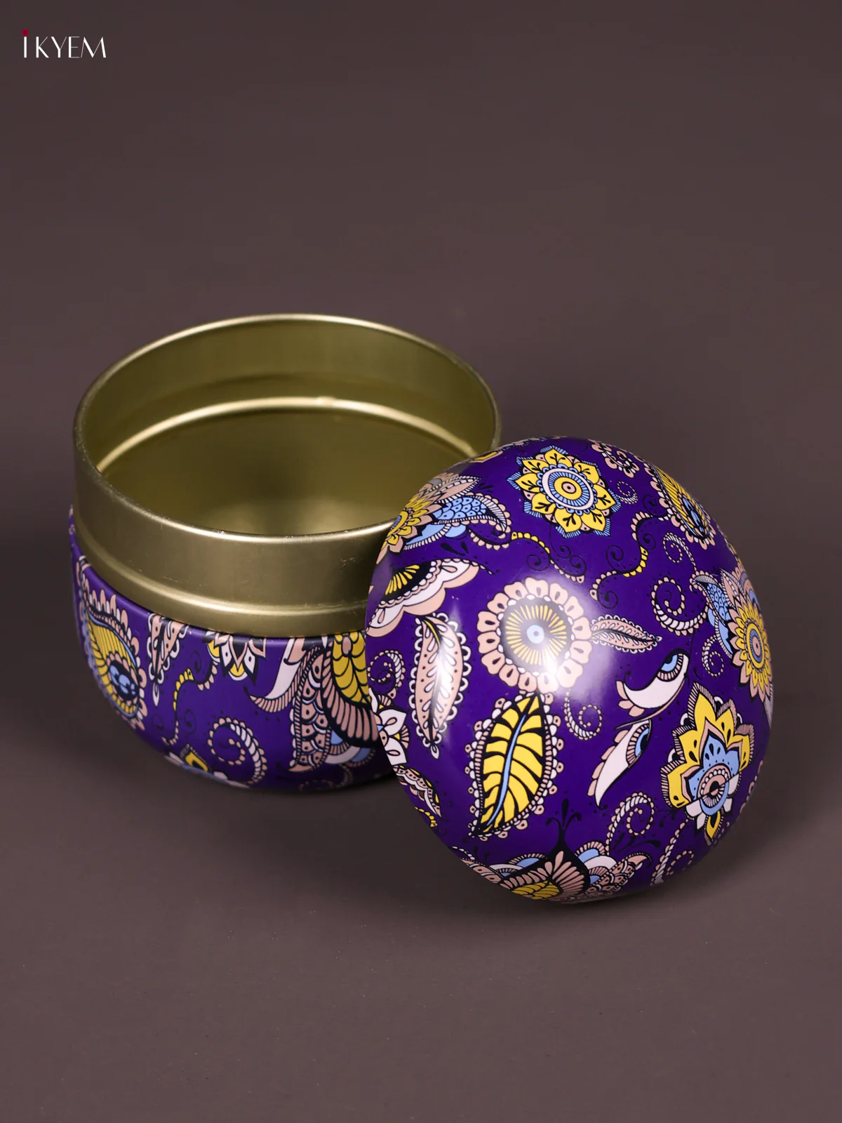 Floral Printed Tin Box-Dark Blue-KEF09010 - Image 2