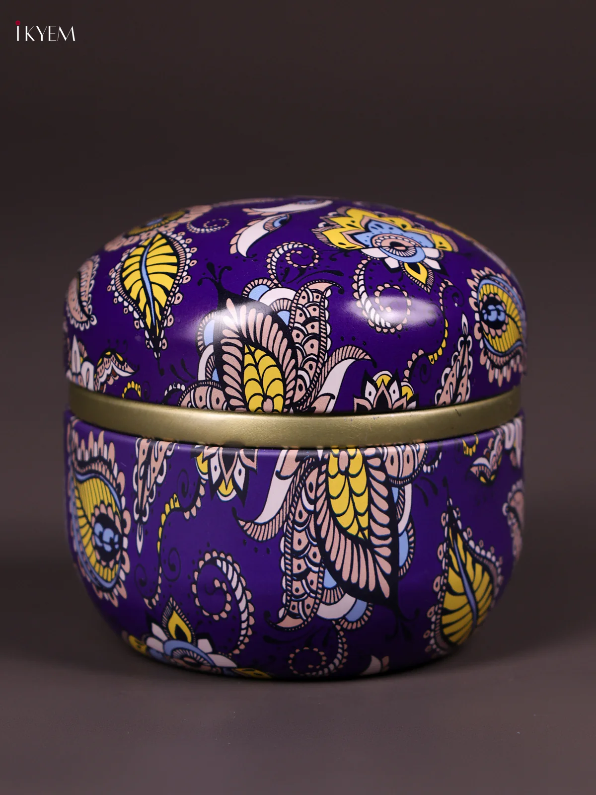 Floral Printed Tin Box-Dark Blue-KEF09010 - Image 3