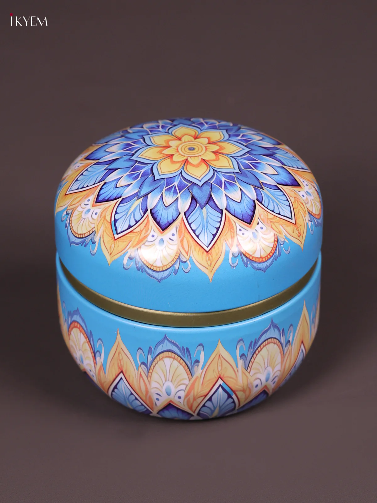Floral Printed Tin Box-Blue-KEF09013