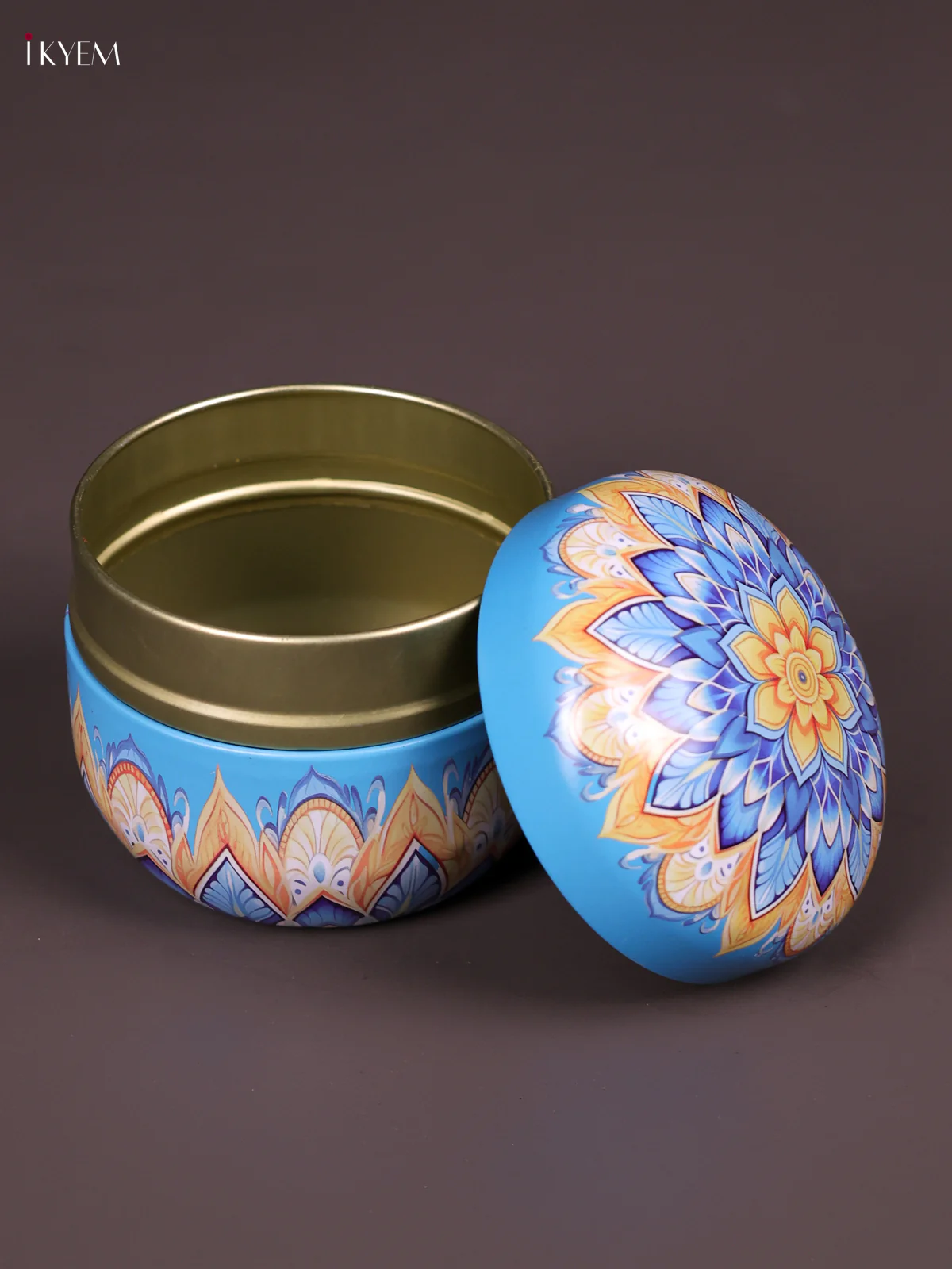 Floral Printed Tin Box-Blue-KEF09013 - Image 2