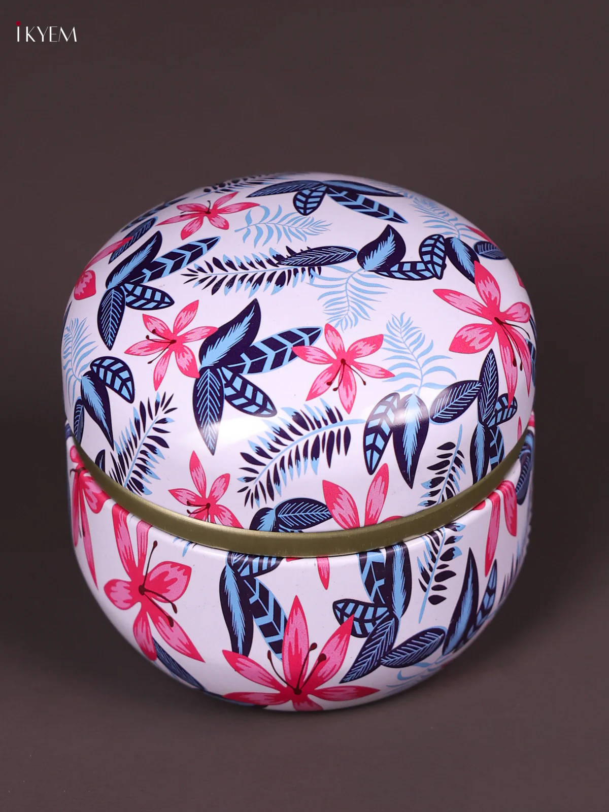 Floral Printed Tin Box-White&Pink-KEF09015