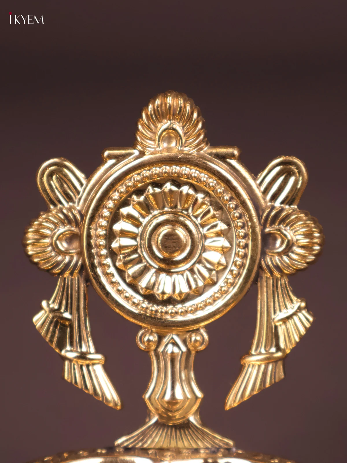 Brass Shank Chakram Diya Set (4 inch)-KEF10035 - Image 2