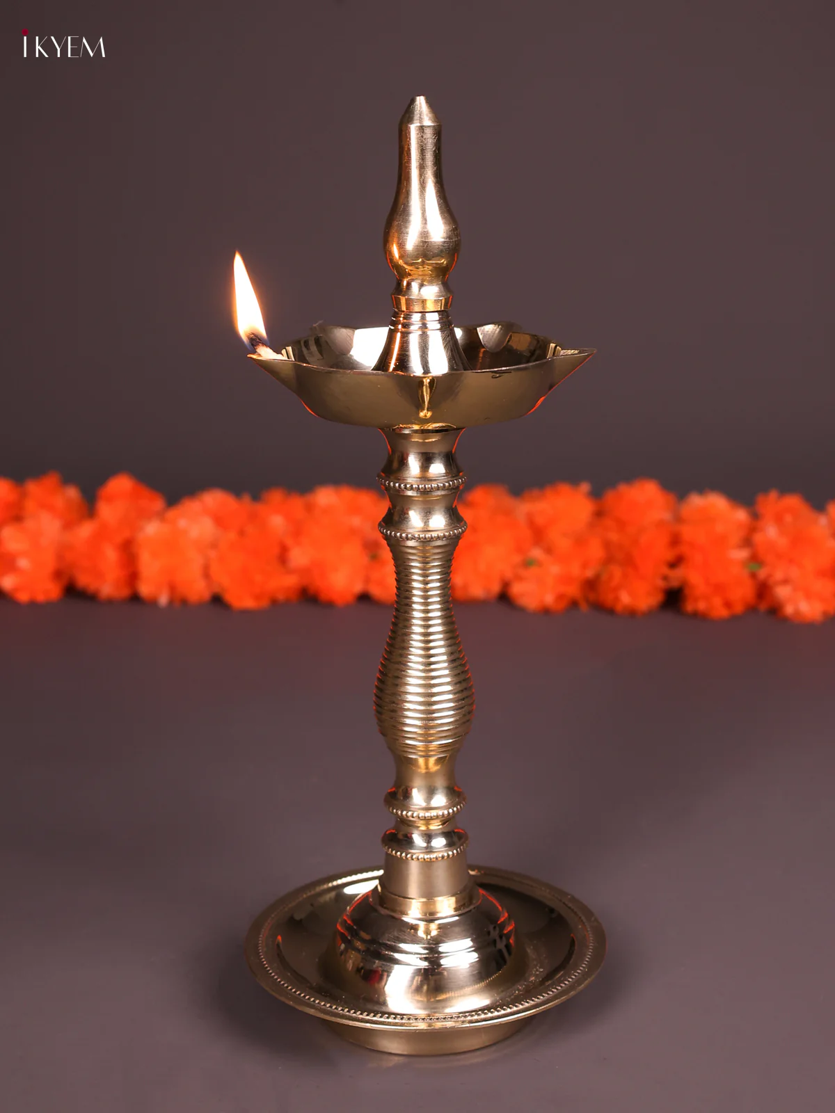 Brass 5 face Kuthu Vilaku 9.5 Inch-KEF10065