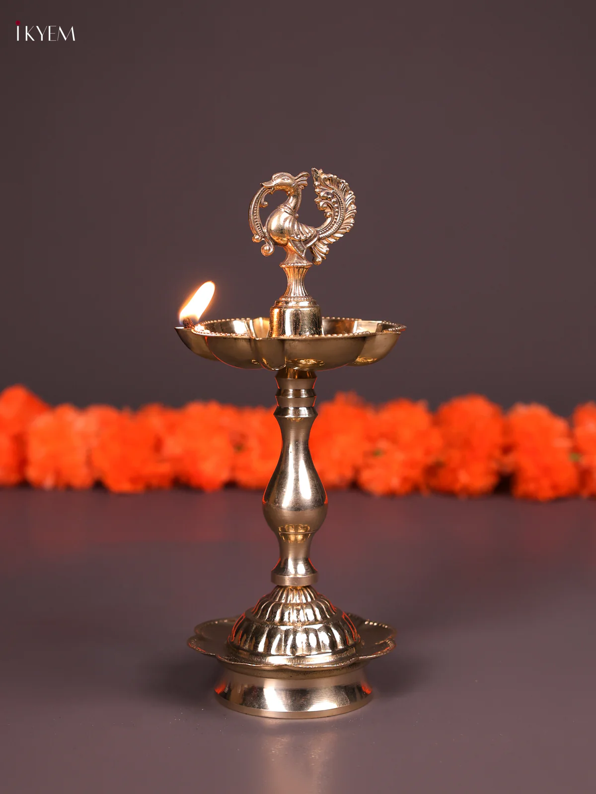 Fancy Brass 5 face Annapakshi Kuthu Vilaku 7.5 inch-KEF10074 - Image 4