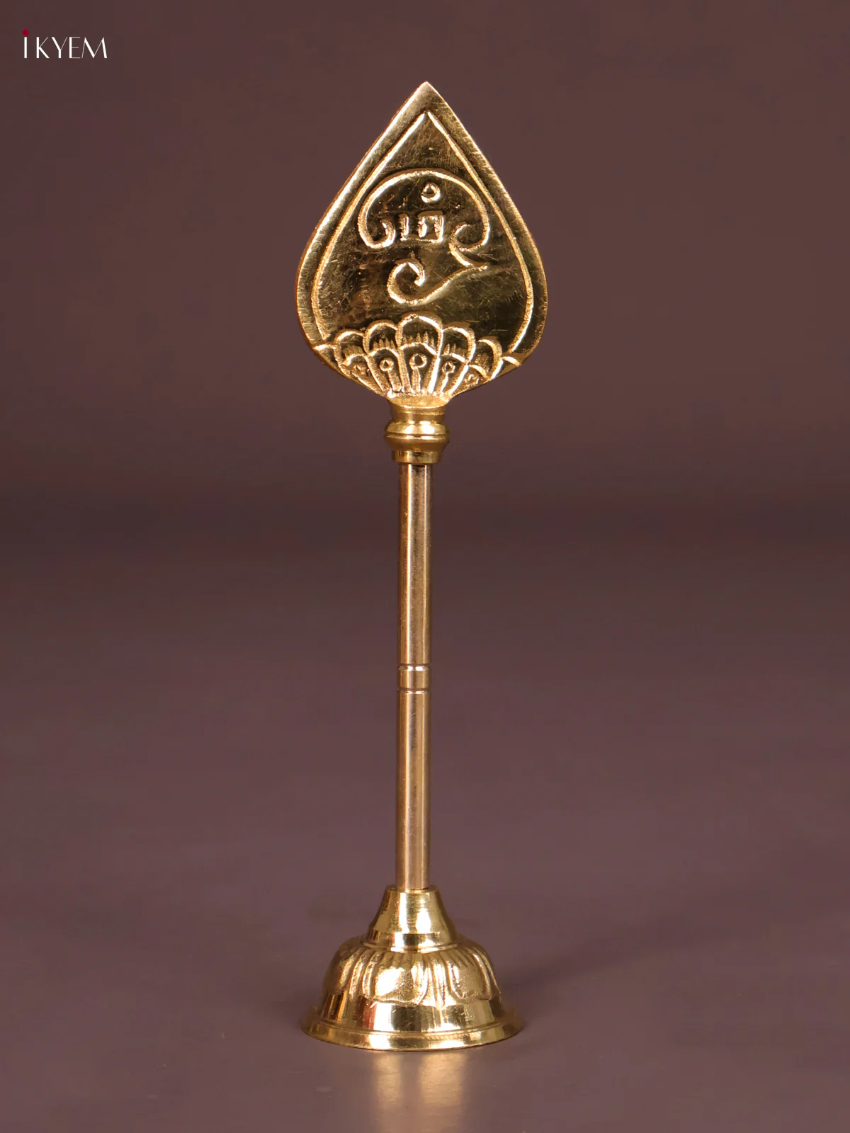 Brass Murugar Engraving Vel With Base 6 inch-KEF10129