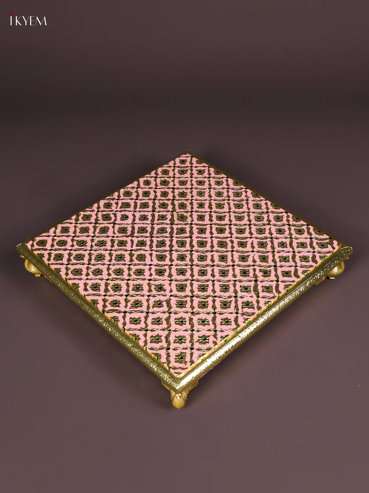 Meenakari Manai with Peacock Embossed Legs-(8x8) Pink-KEF12006 - Image 3
