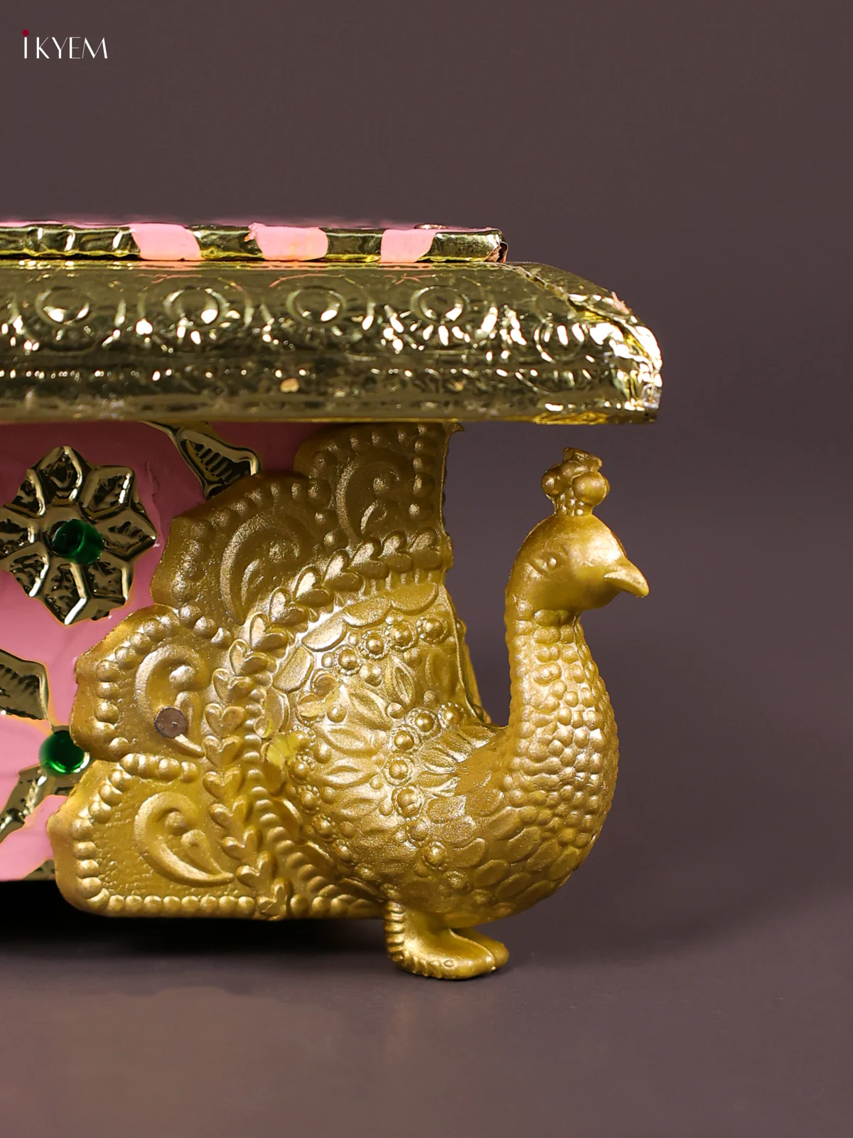 Meenakari Manai with Peacock Embossed Legs-(7x5)-Pink-KEF12020 - Image 2