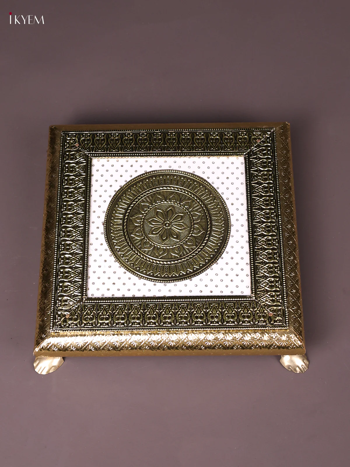 Oxidised Meenakari Bajot(8x8)-White-KEF13006