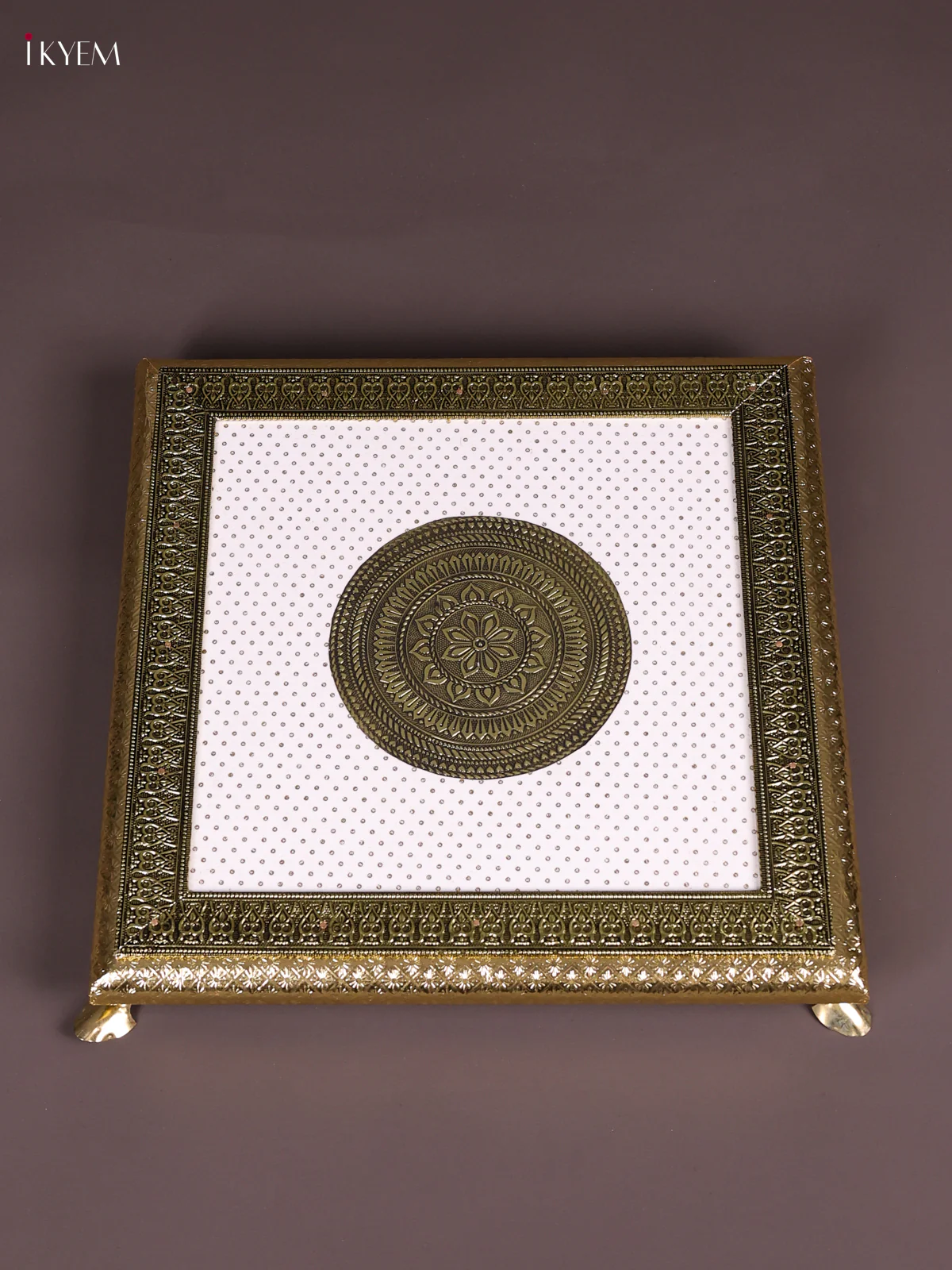 Oxidised Meenakari Bajot(12x12)-White-KEF13010