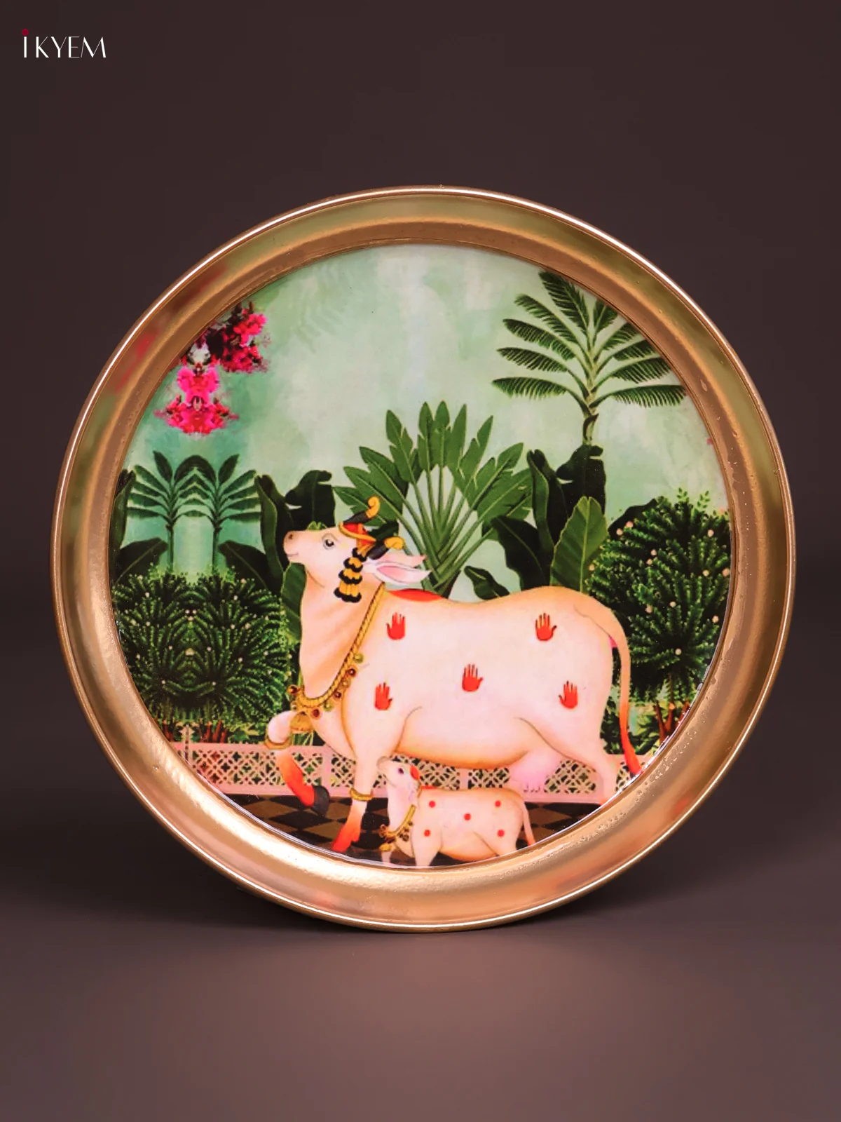 Brass Coated Plate Cow&Calf - Green-KEF18007 - Image 2