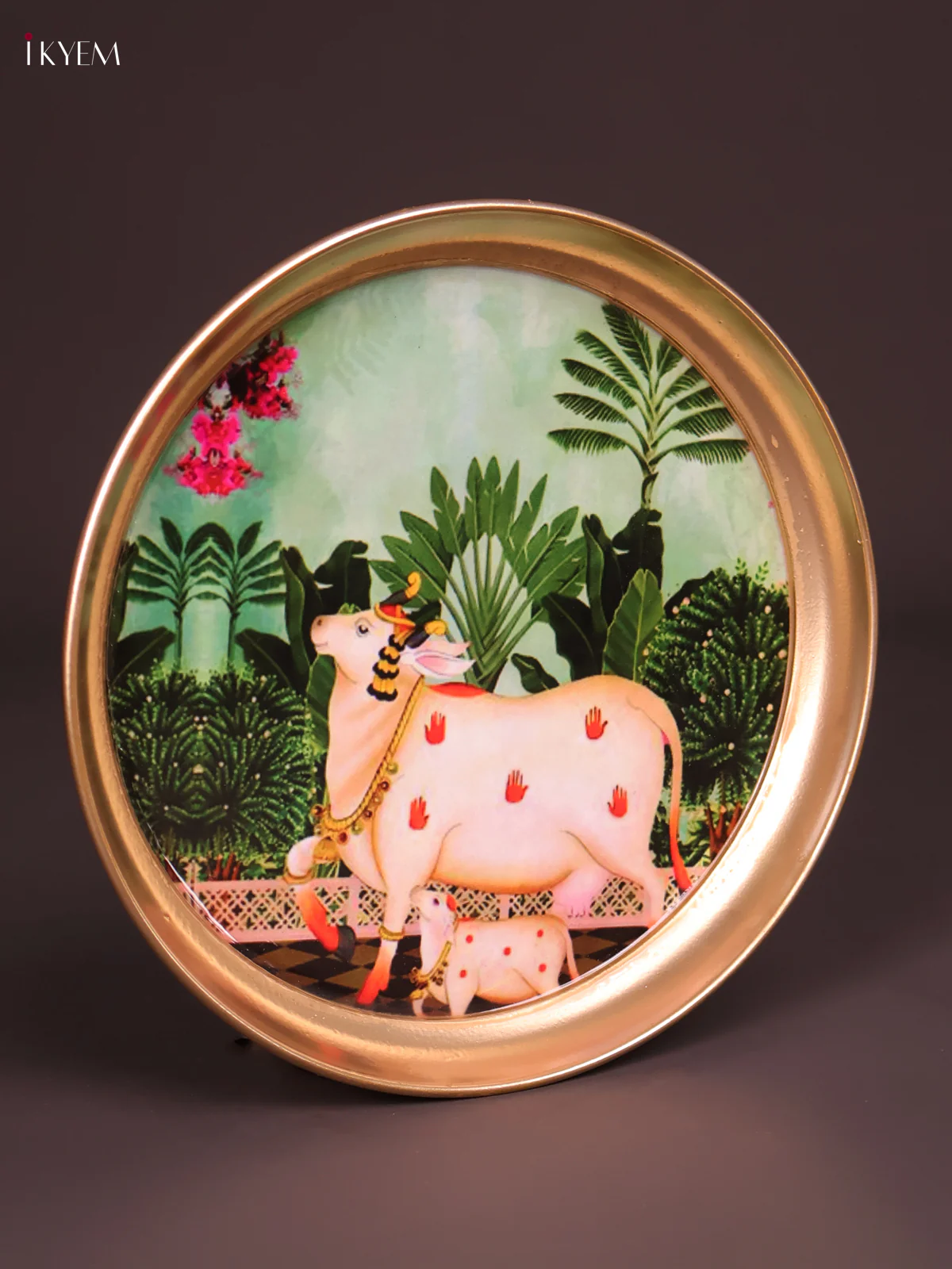 Brass Coated Plate Cow&Calf - Green-KEF18007 - Image 3