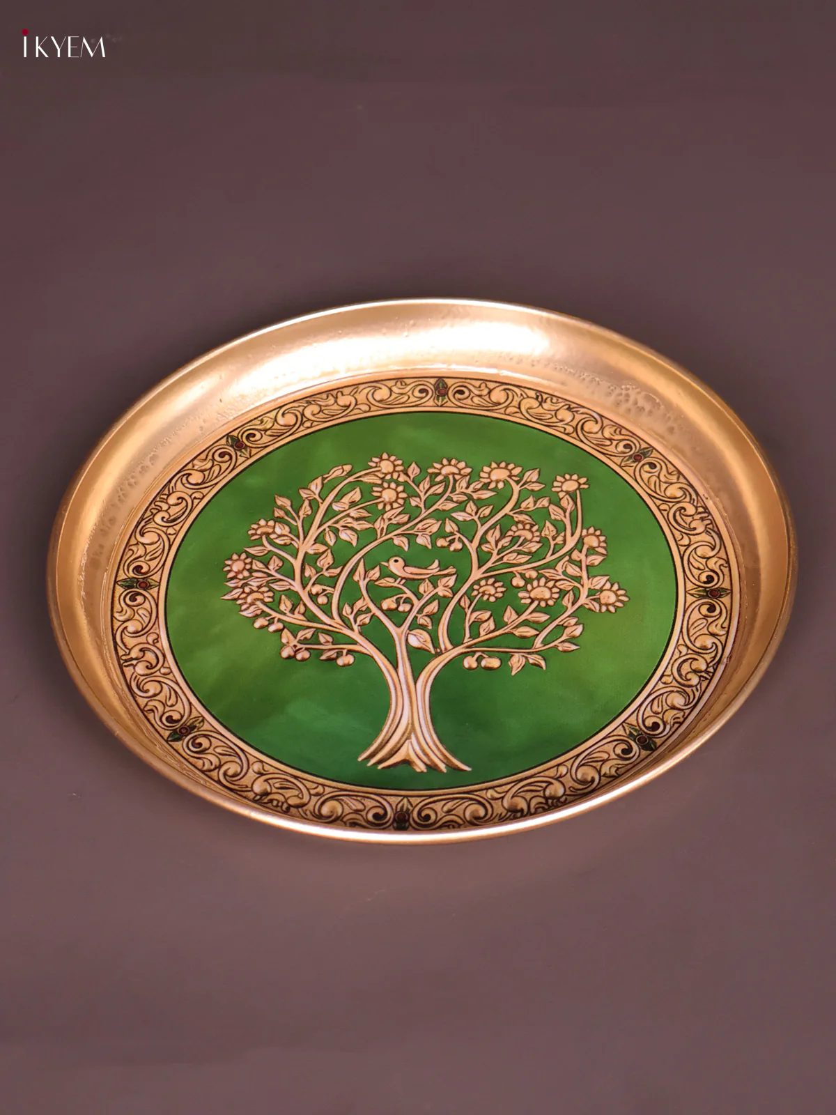 Brass Coated Plate Tree - Green-KEF18010