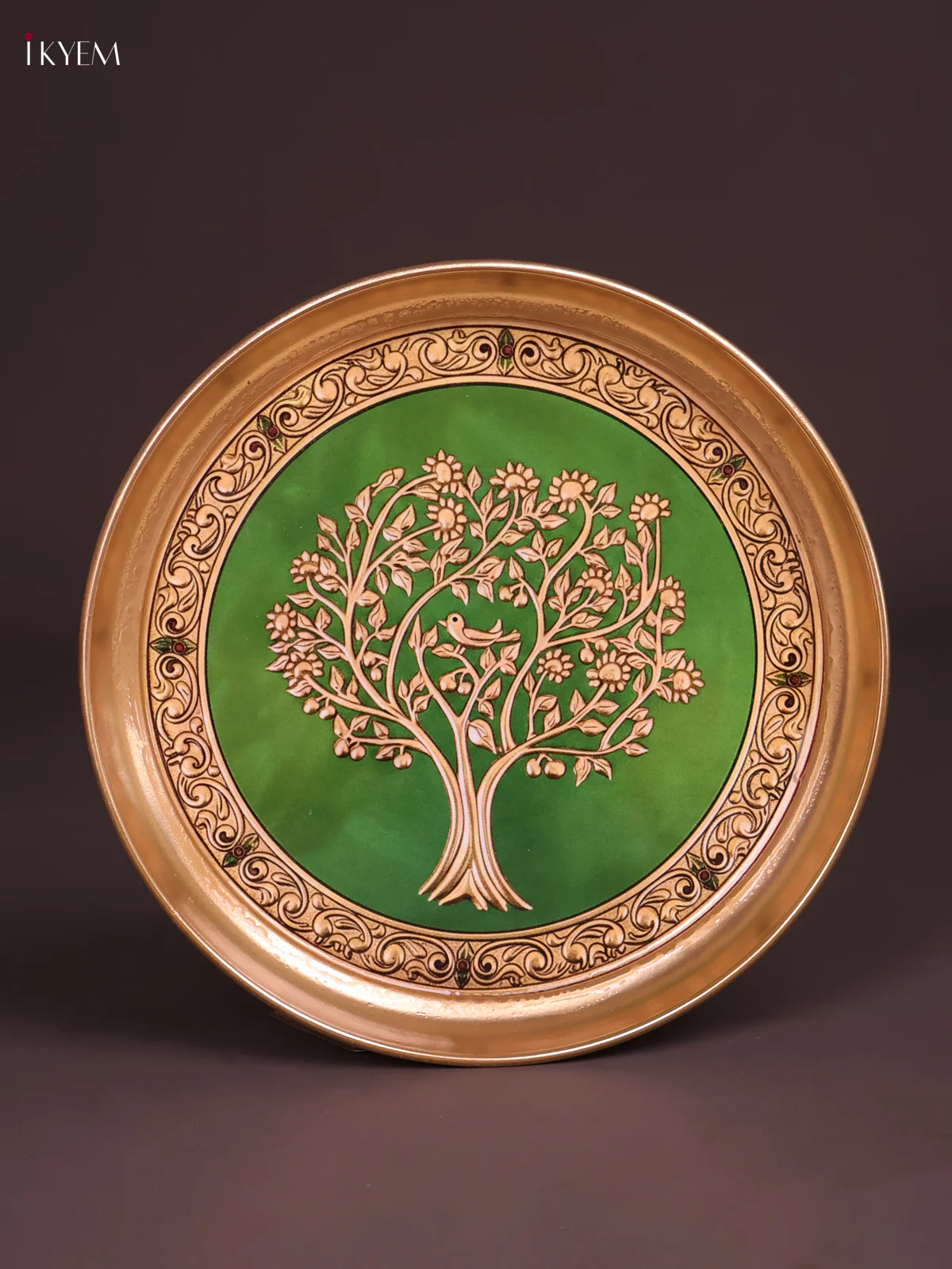 Brass Coated Plate Tree - Green-KEF18010 - Image 2