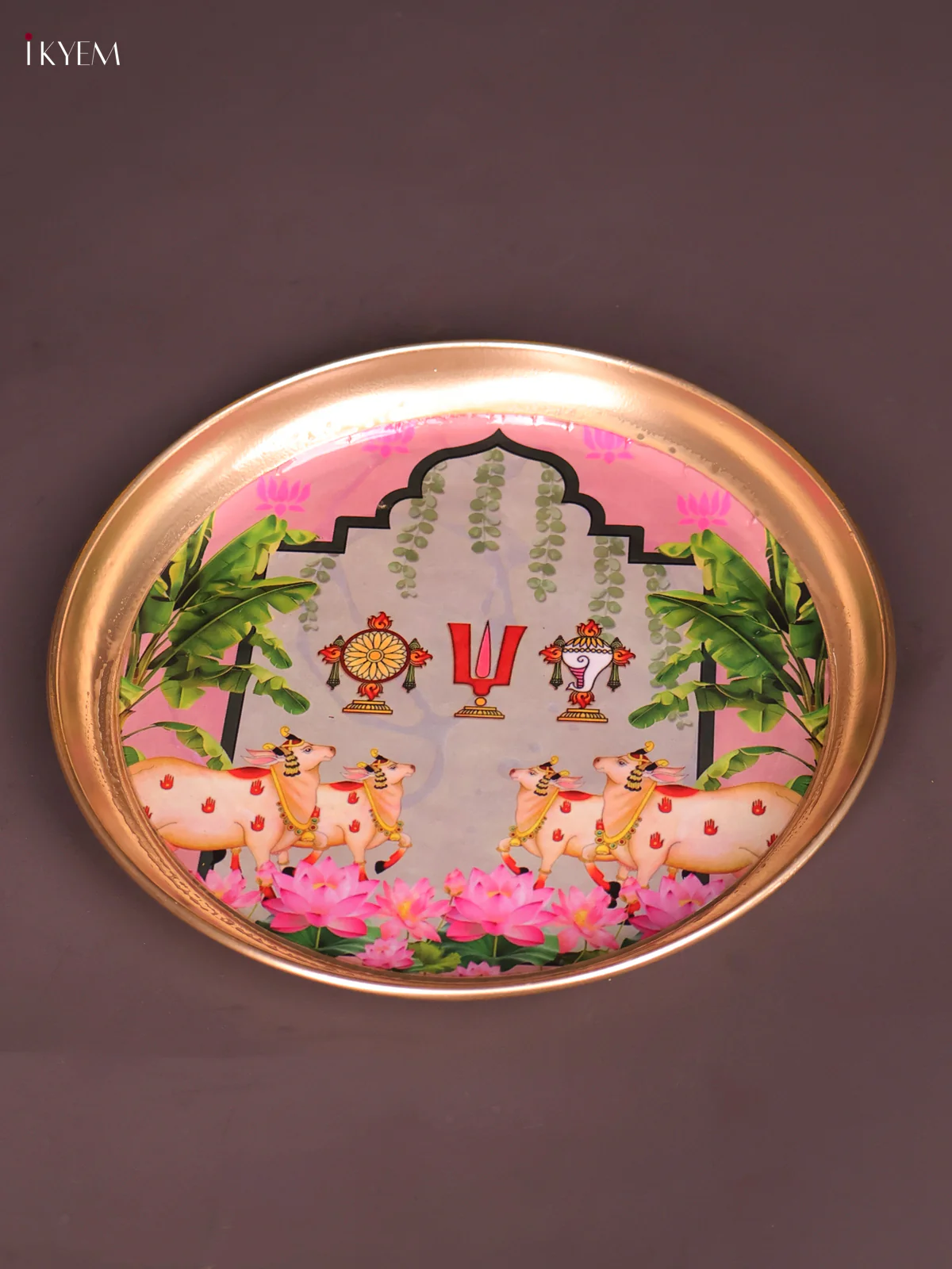Brass Coated Plate TwinCow- Baby Pink-KEF18026