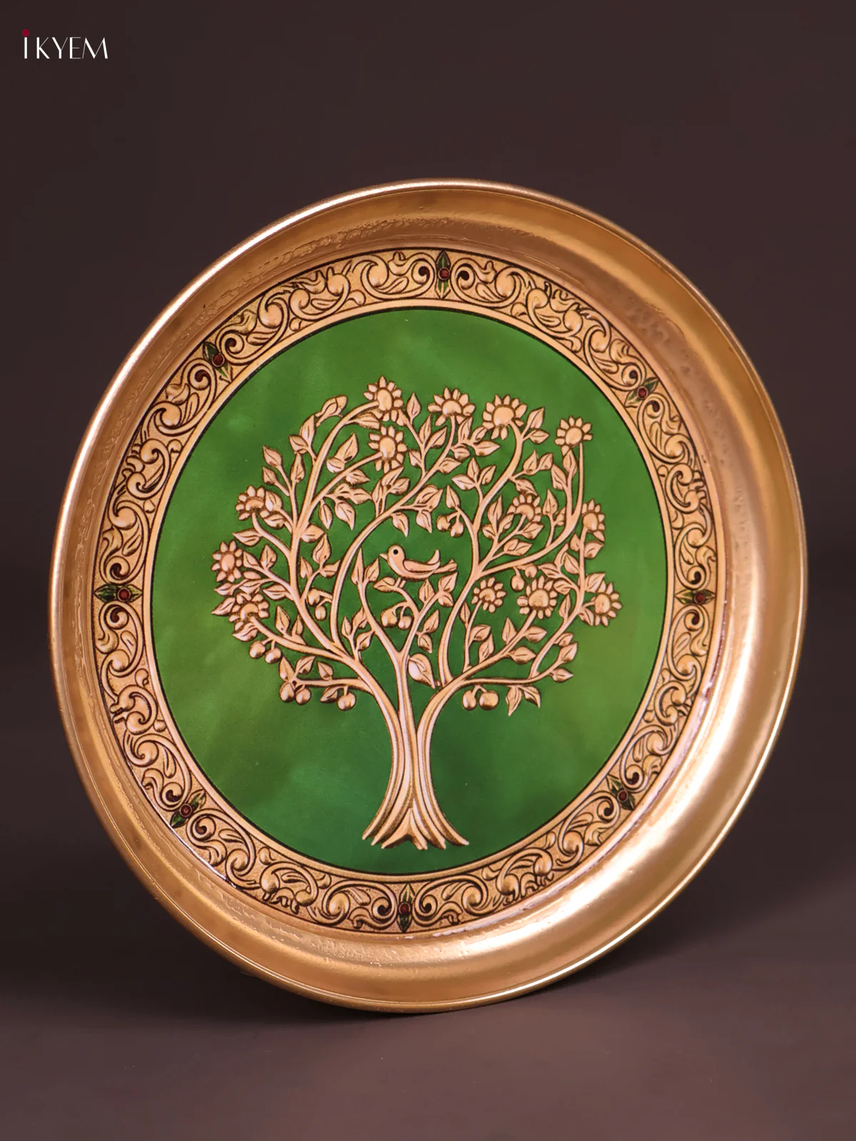 Brass Coated Plate Tree -Green-KEF18039 - Image 3