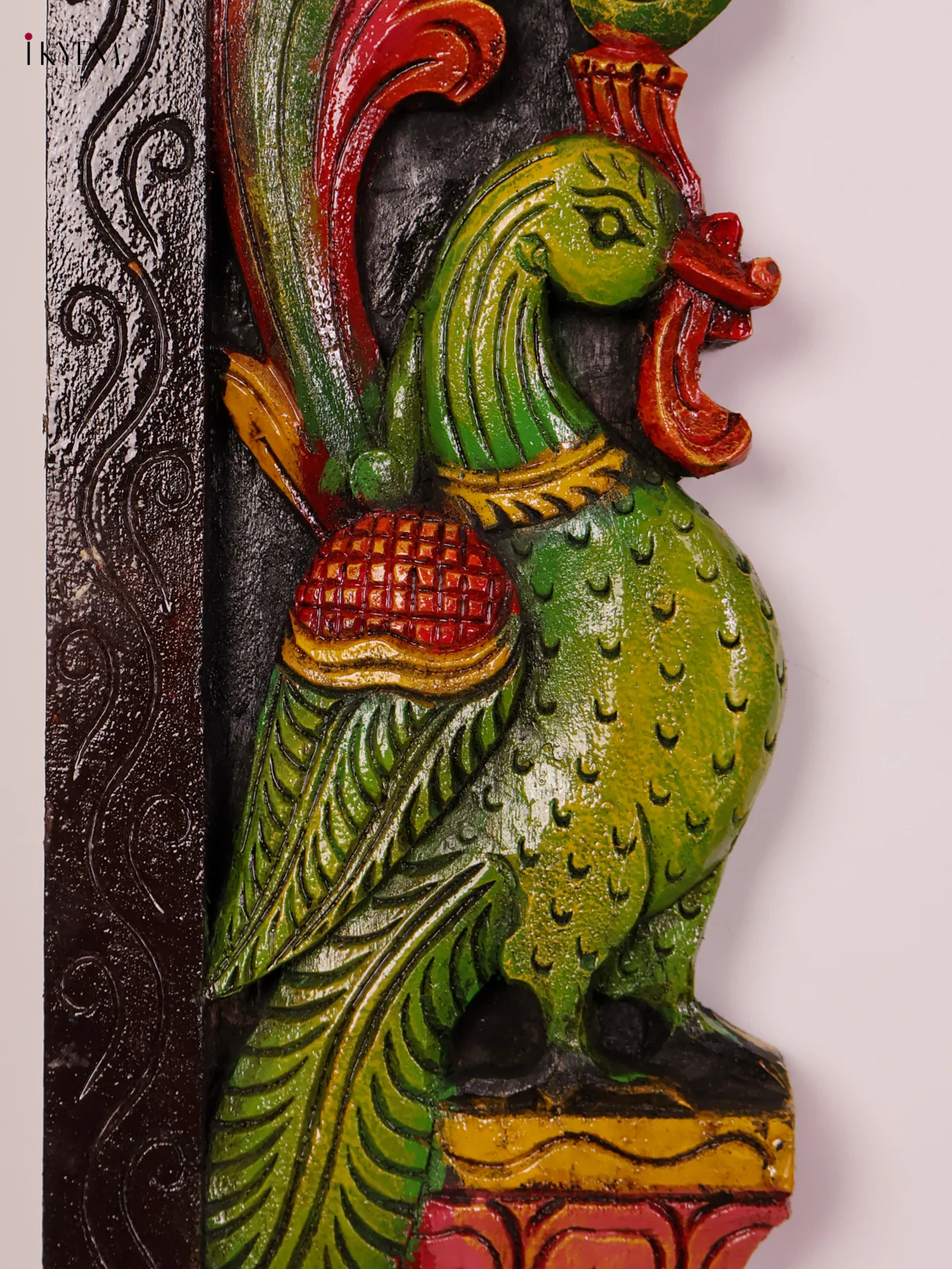 Wooden Hand Carved Painted Parrot Verticles Set (24x6)-KEF20030 - Image 2