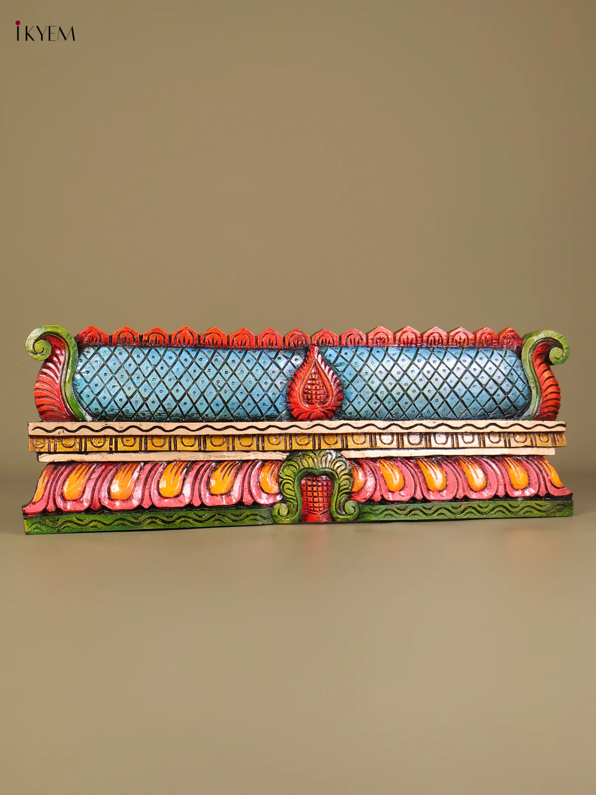 Wooden Hand Carved Painted Gopuram Panel(30x10)-KEF20038 - Image 2