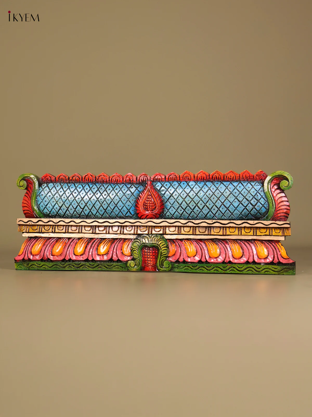 Wooden Hand Carved Painted Gopuram Panel(30x10)-KEF20038 - Image 4