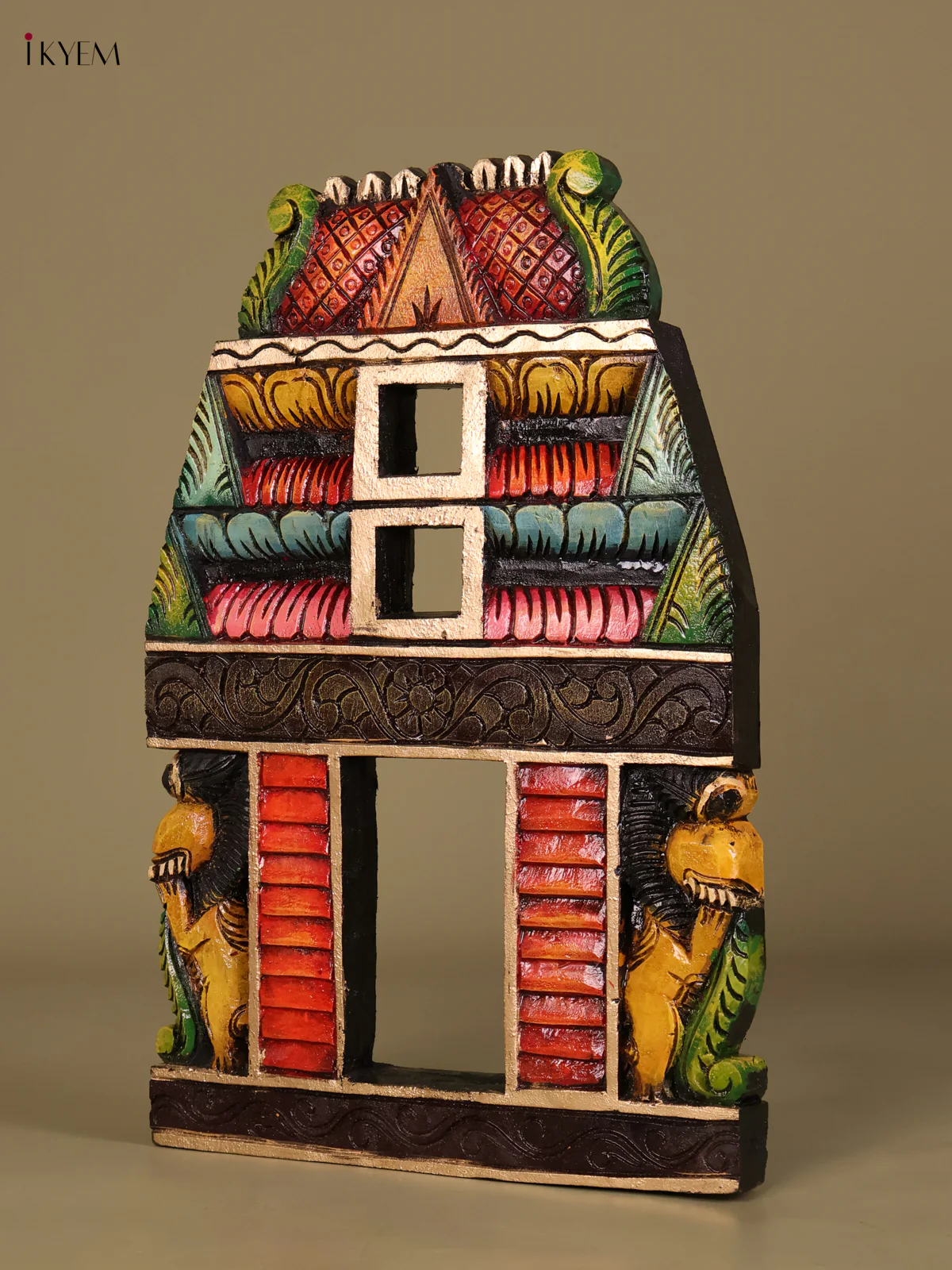 Wooden Hand Carved Painted Vertical Gopuram (18x12)-KEF20041 - Image 2