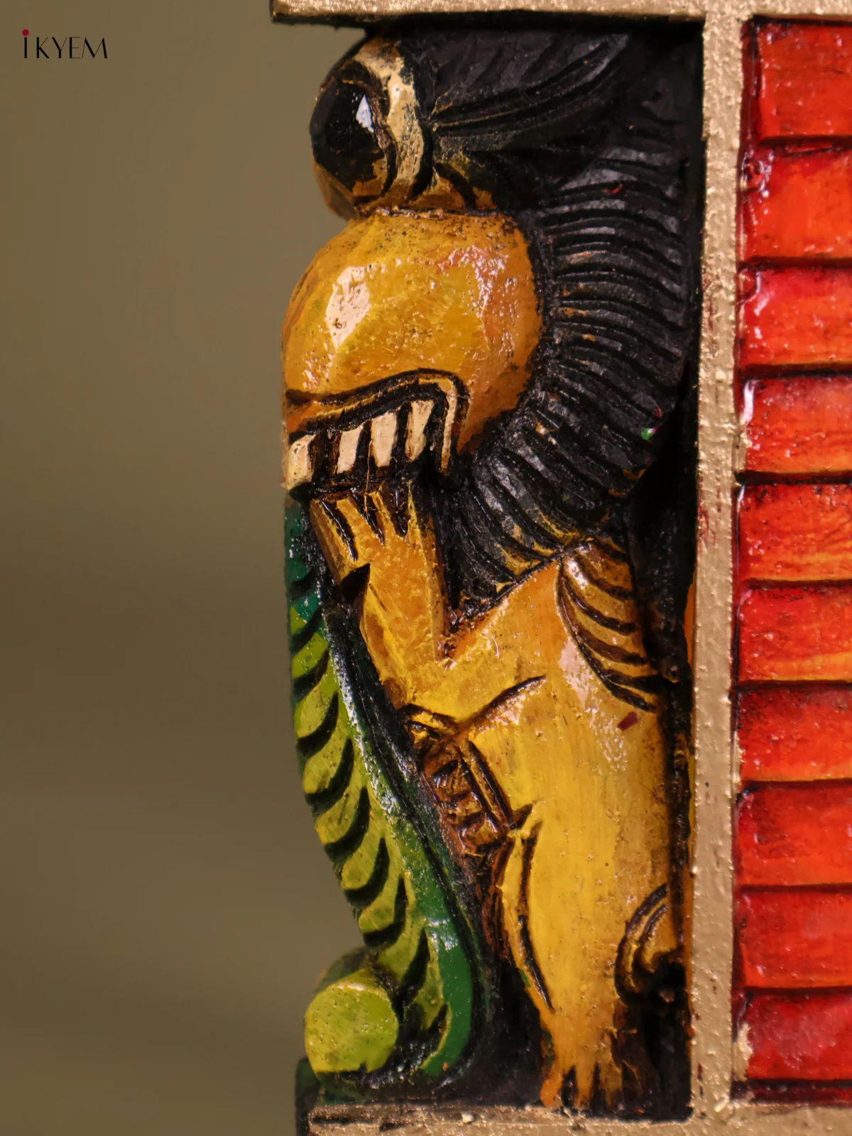 Wooden Hand Carved Painted Vertical Gopuram (18x12)-KEF20041 - Image 3
