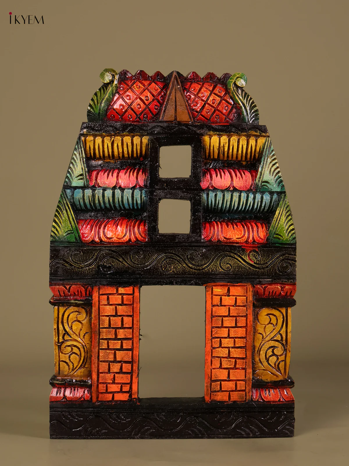 Wooden Hand Carved Painted Vertical Gopuram (18x12)-KEF20042