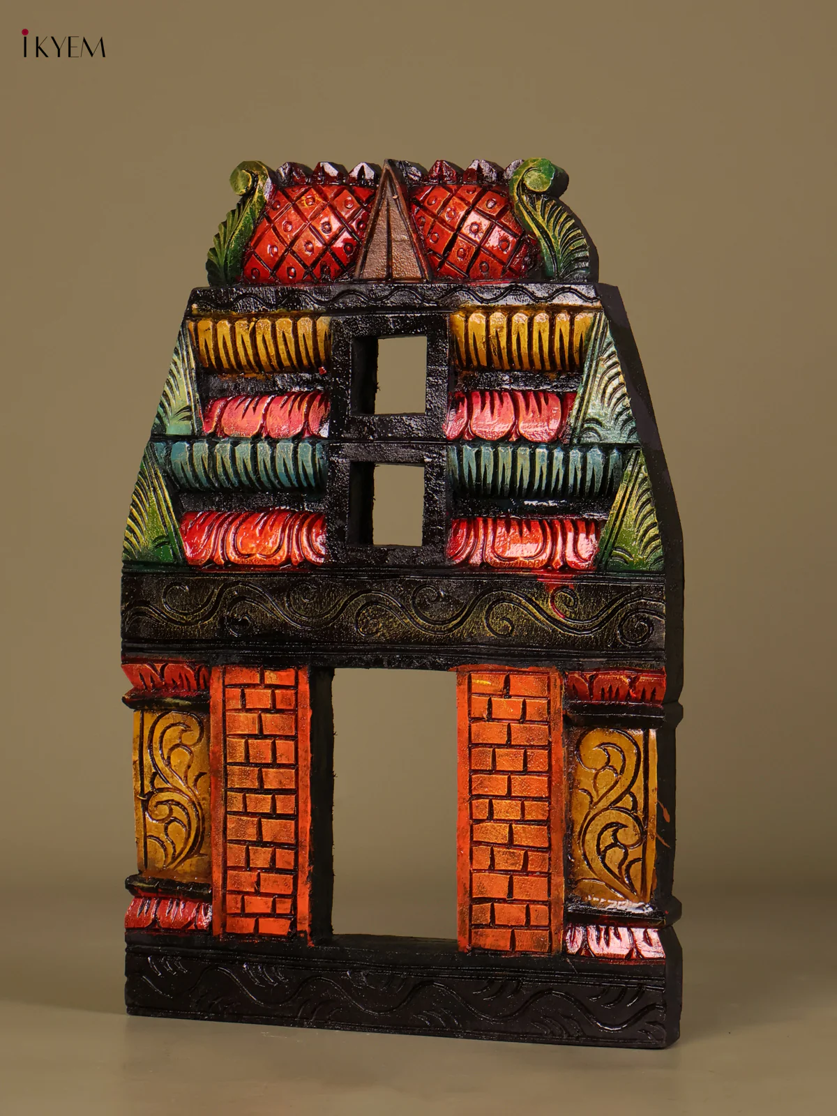 Wooden Hand Carved Painted Vertical Gopuram (18x12)-KEF20042 - Image 3
