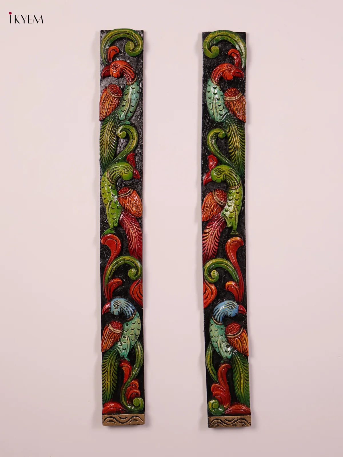 Wooden Hand Carved Painted Parrot Verticles Set (36x4)-KEF20047