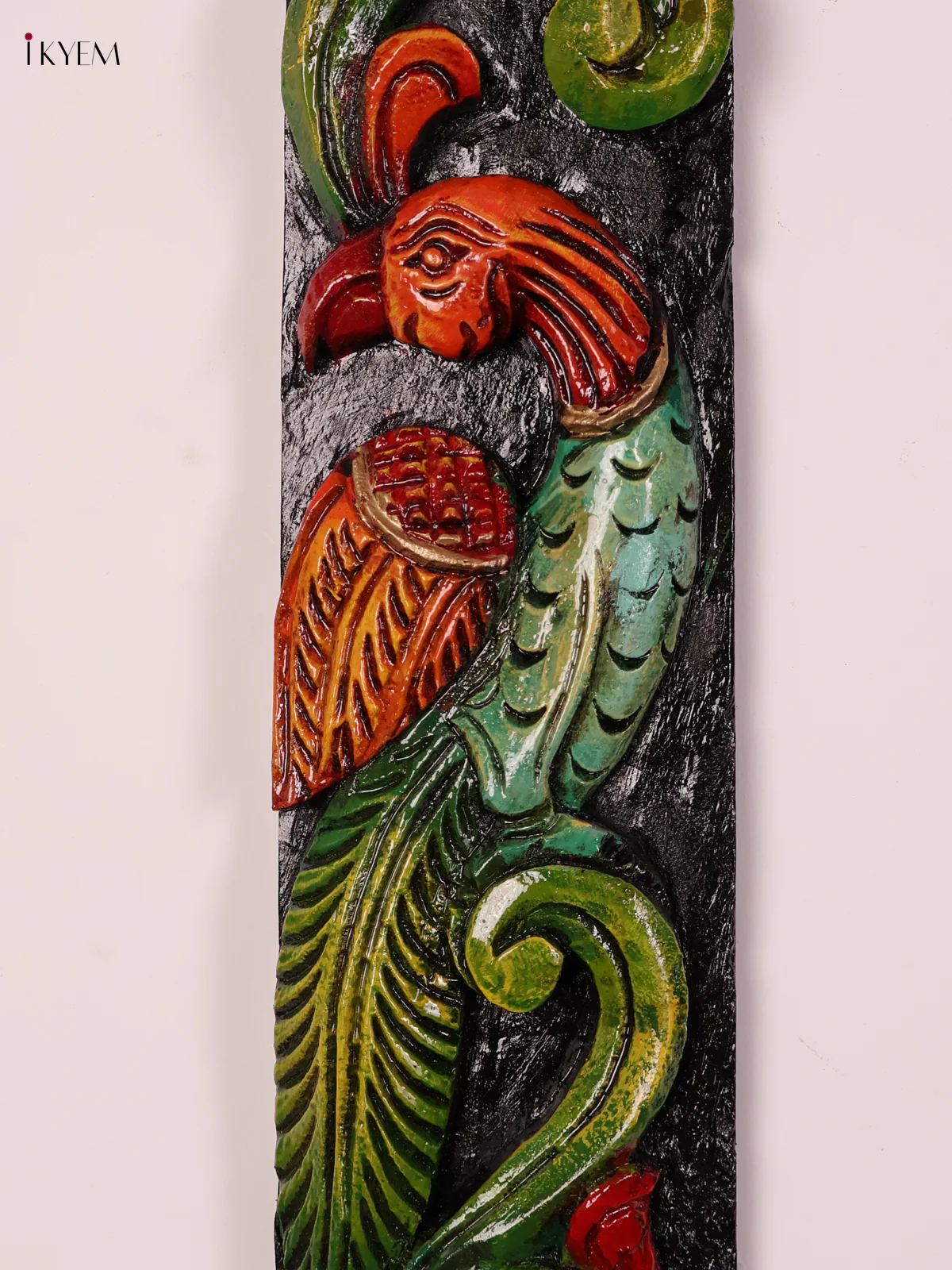 Wooden Hand Carved Painted Parrot Verticles Set (36x4)-KEF20047 - Image 3
