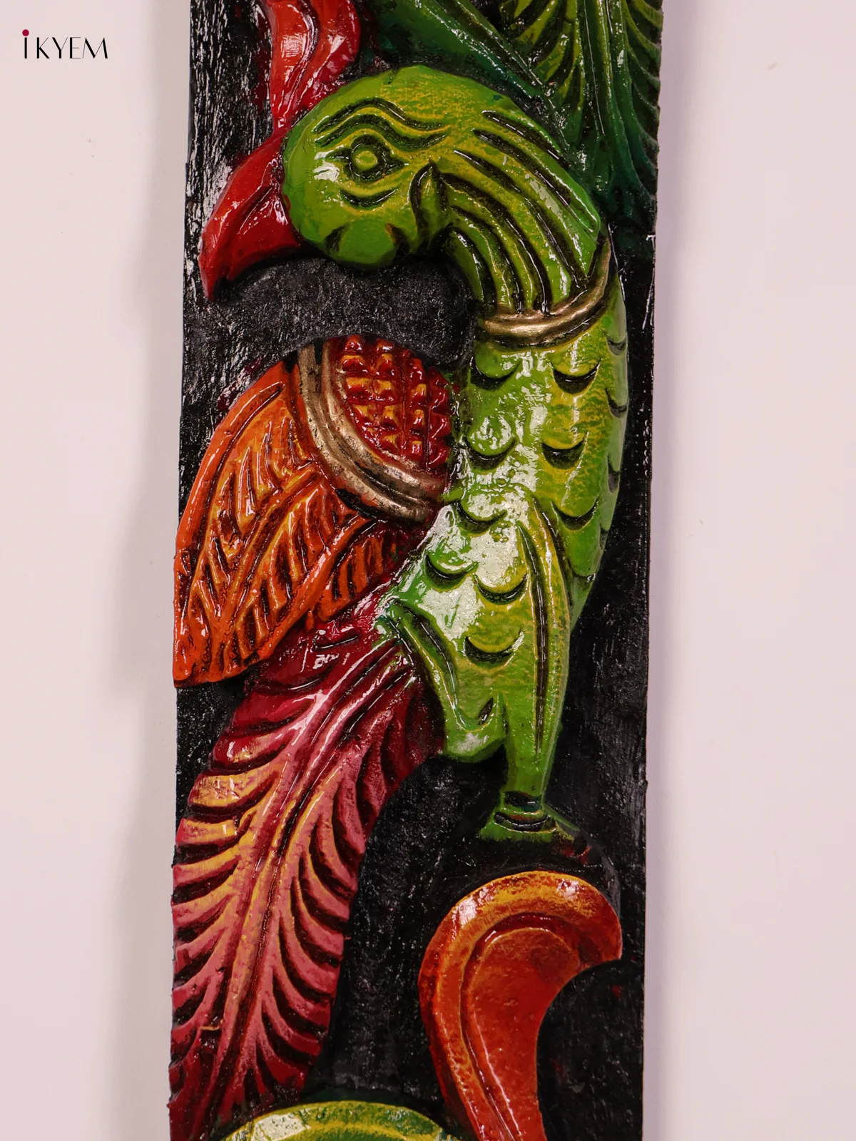 Wooden Hand Carved Painted Parrot Verticles Set (36x4)-KEF20047 - Image 4