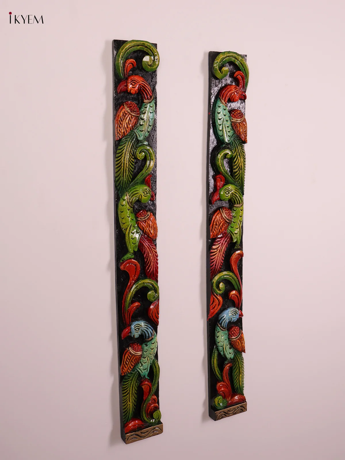 Wooden Hand Carved Painted Parrot Verticles Set (36x4)-KEF20047 - Image 5