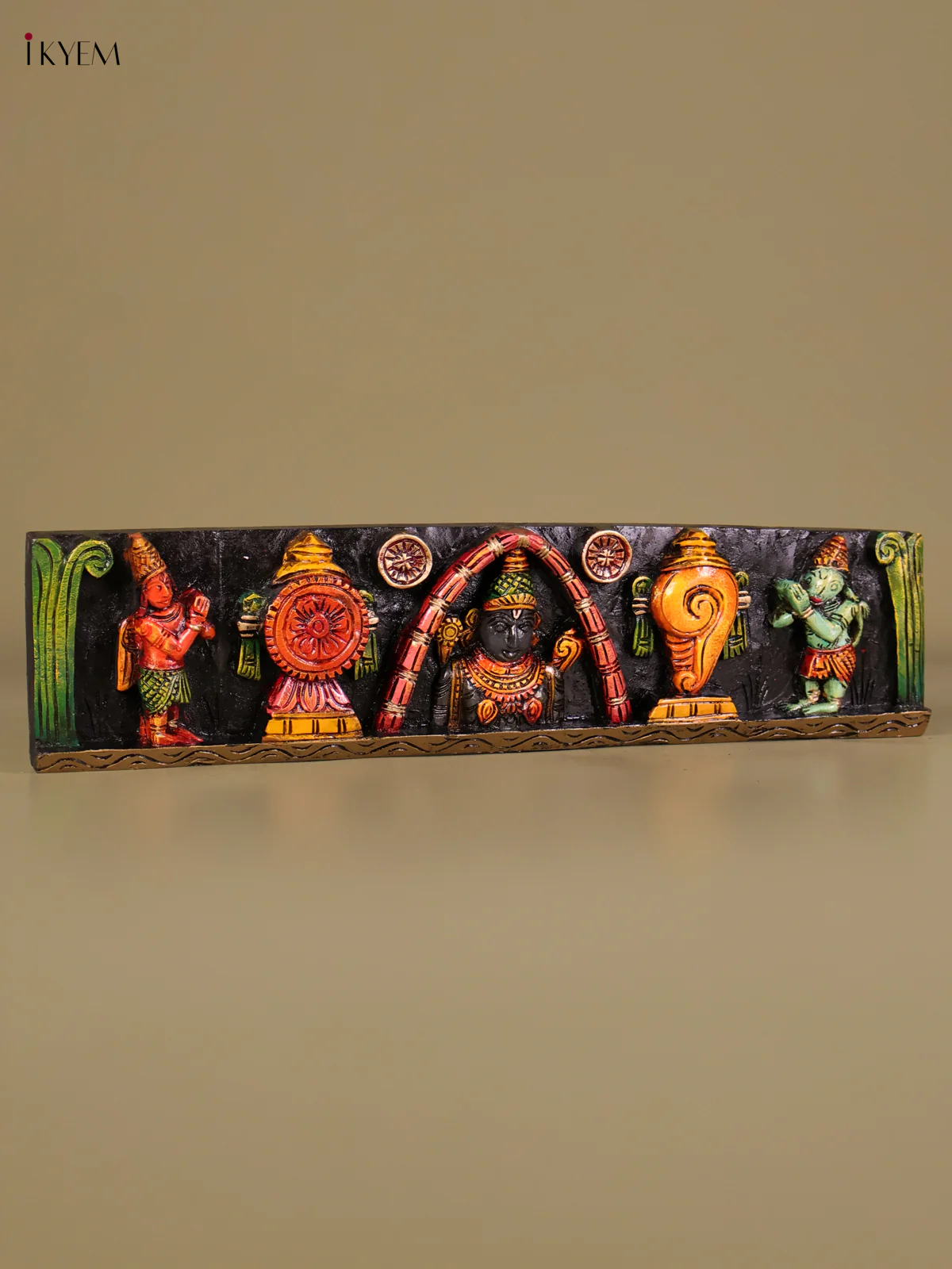 Wooden Hand Carved Painted Balaji Panel (24x6)-KEF20053 - Image 3