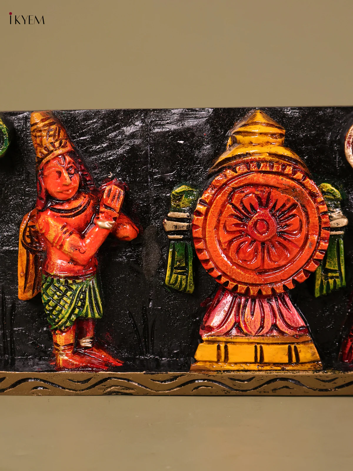 Wooden Hand Carved Painted Balaji Panel (24x6)-KEF20053 - Image 4