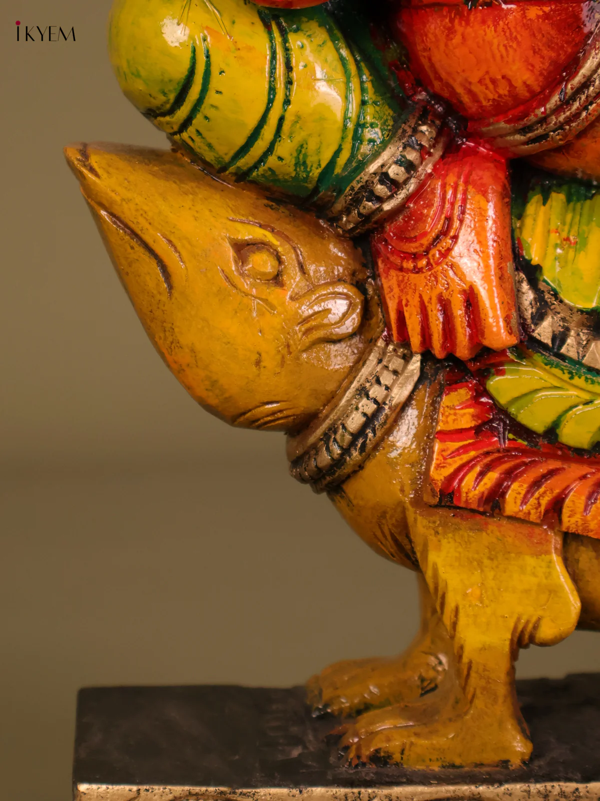 Wooden Hand Carved Painted Ganesha Statue (18 inch)-KEF20083 - Image 2