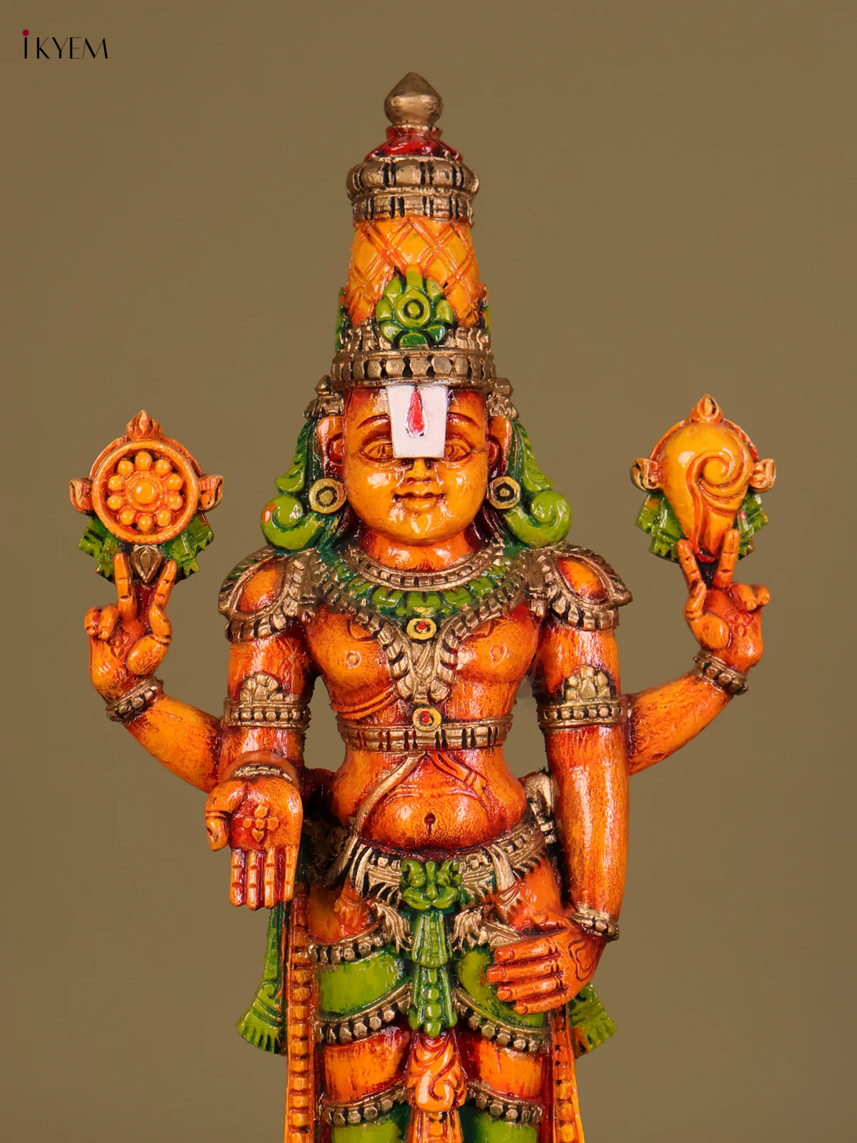 Wooden Hand Carved Painted Balaji Statue-KEF20086 - Image 3