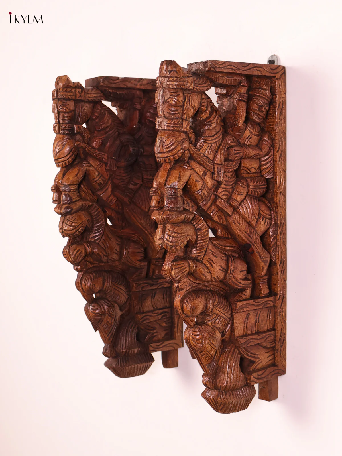 Wooden Hand Carved Horse Wall Braket Set 18x8-KEF20090