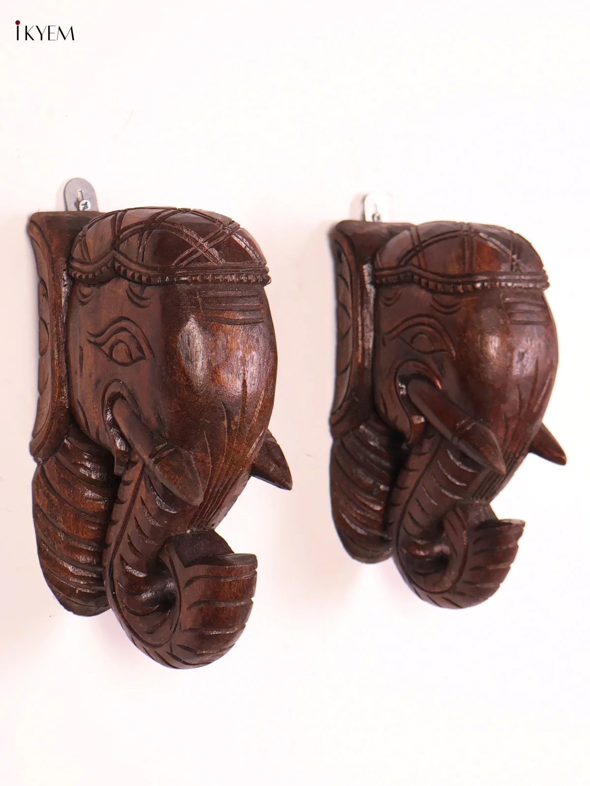Wooden Hand Carved Elephant Wall Braket 9x5-KEF20092