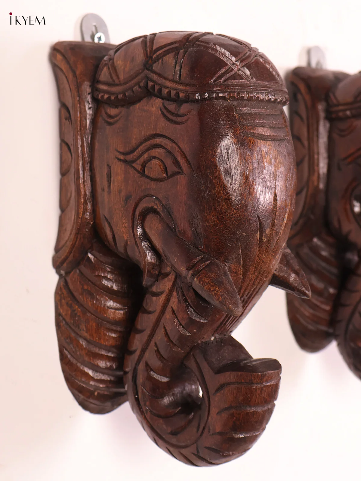 Wooden Hand Carved Elephant Wall Braket 9x5-KEF20092 - Image 2