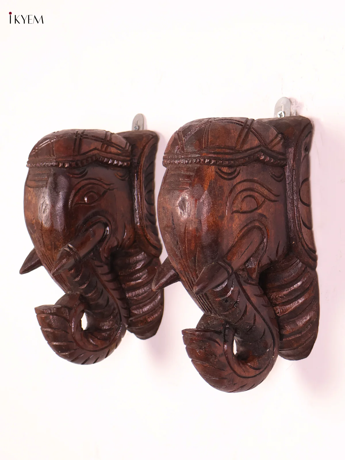Wooden Hand Carved Elephant Wall Braket 9x5-KEF20092 - Image 3