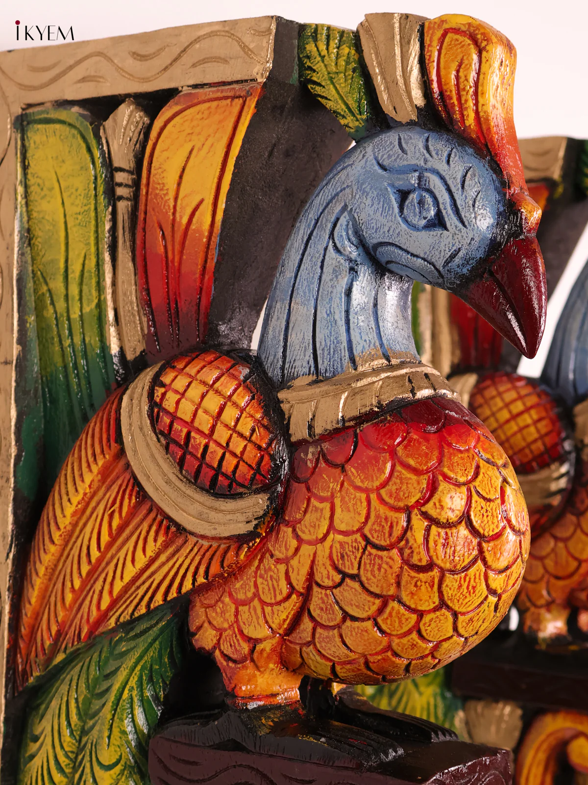 Wooden Hand Carved Painted -Parrot Wall Bracket Set 18x8-KEF20106 - Image 3