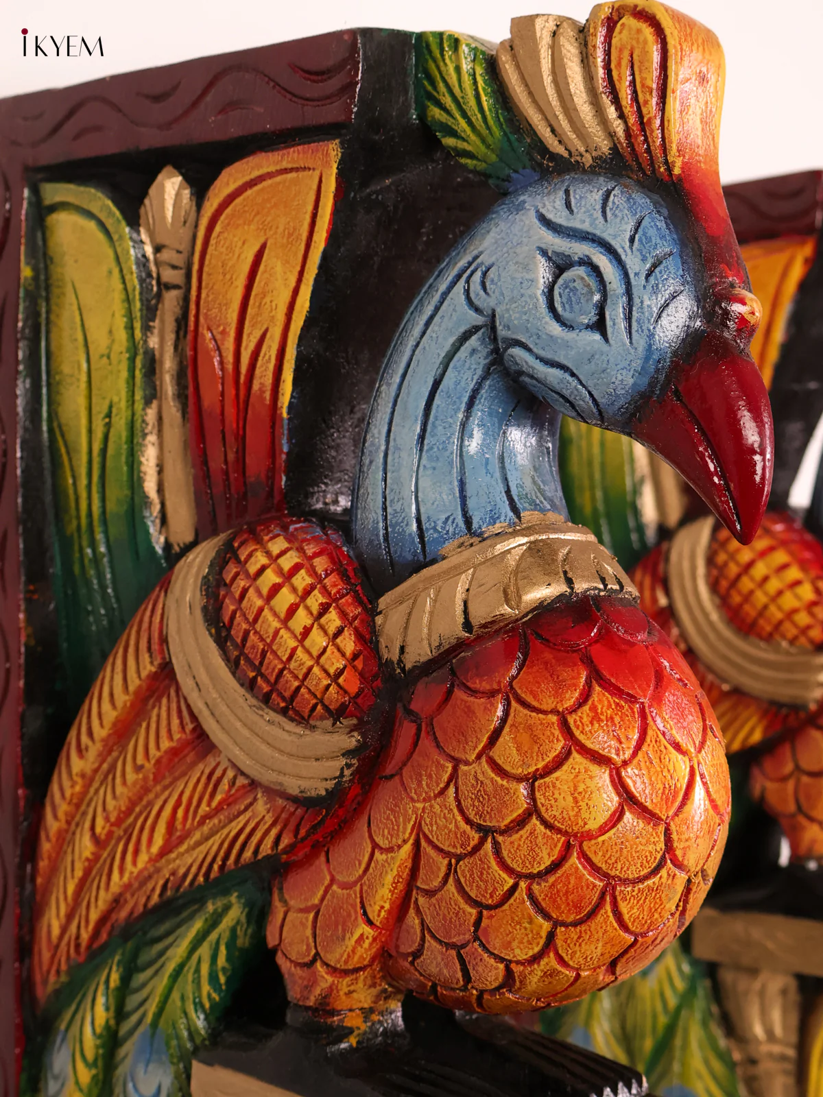 Wooden Hand Carved Painted -Parrot Wall Bracket Set 18x8-KEF20108 - Image 2