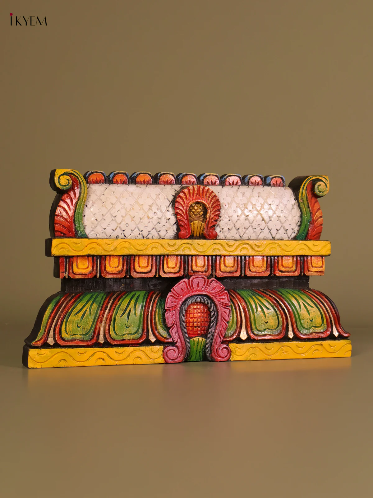 Wooden Hand Carved Painted-Gopuram Panel 10x18-KEF20118 - Image 3