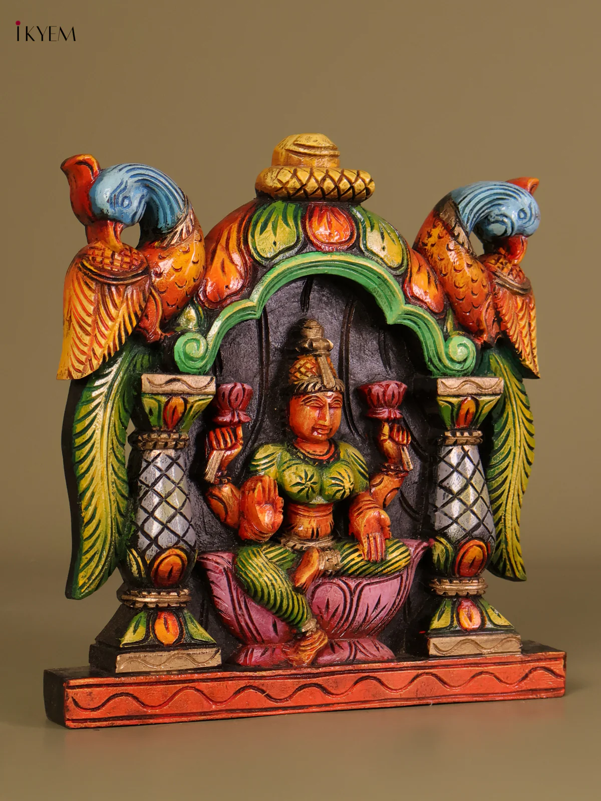 Wooden Hand Carved Painted-Lakshmi Panel 12x12-KEF20122 - Image 2