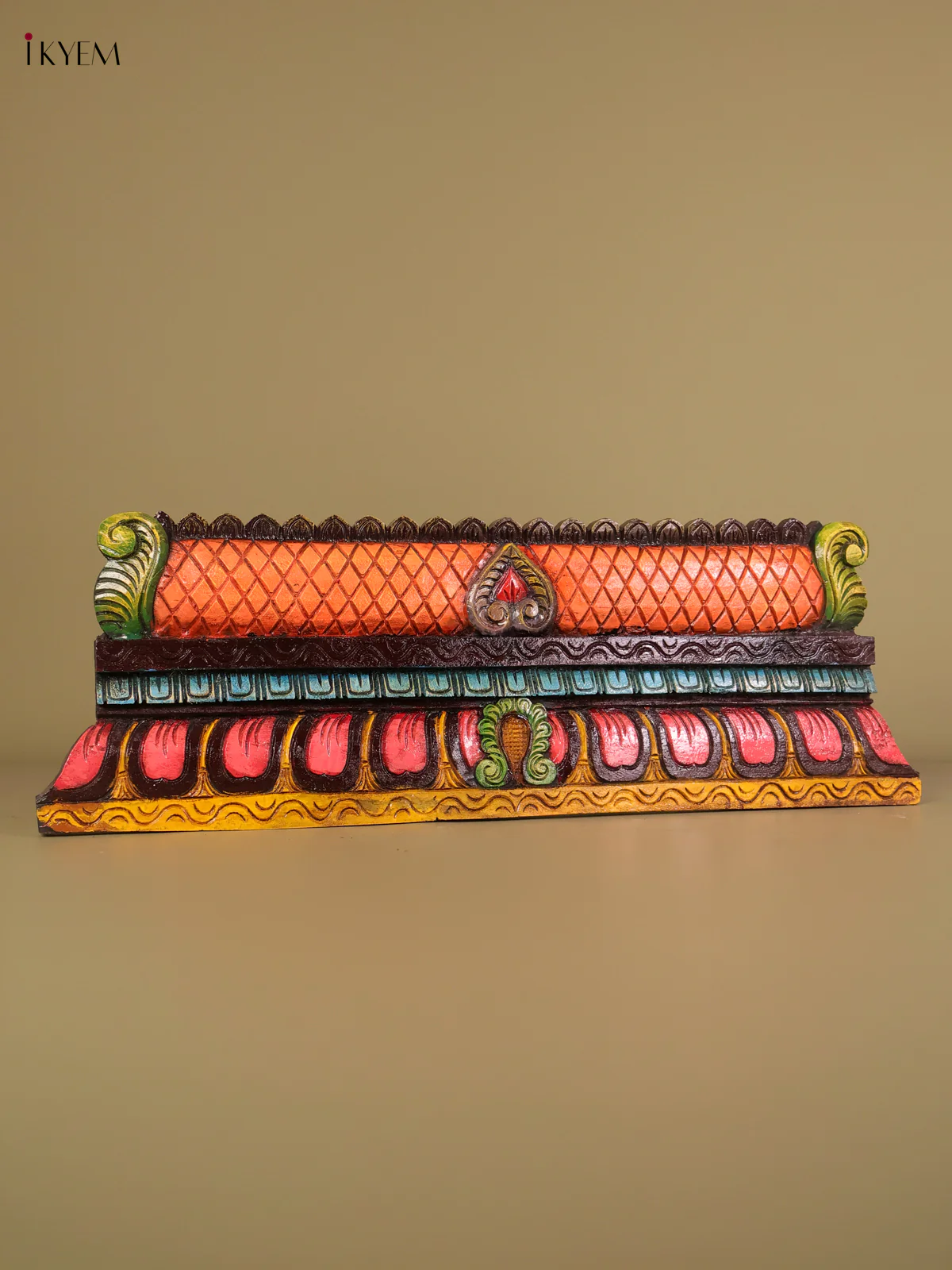 Wooden Hand Carved Painted Gopuram Panel (12x36)-KEF20124 - Image 3