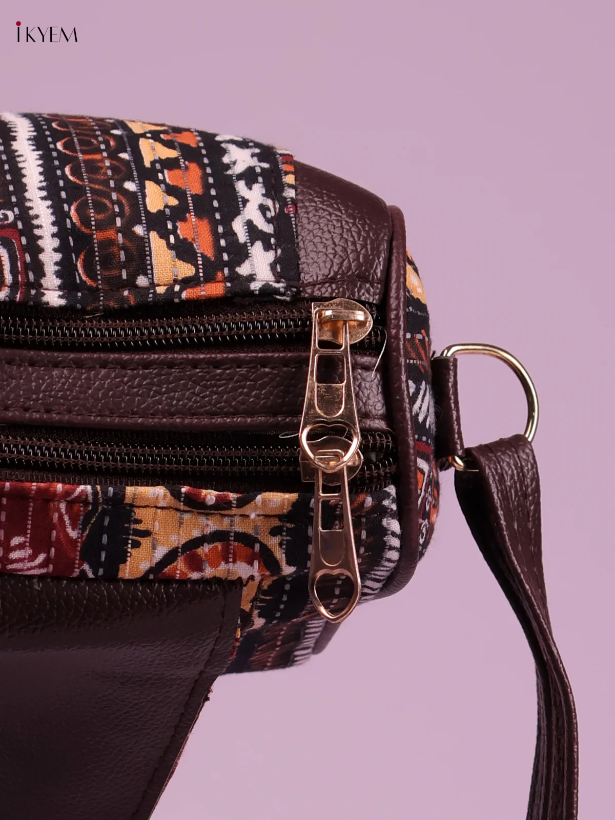 Printed Sling Bag -Brown-KEG02021 - Image 3