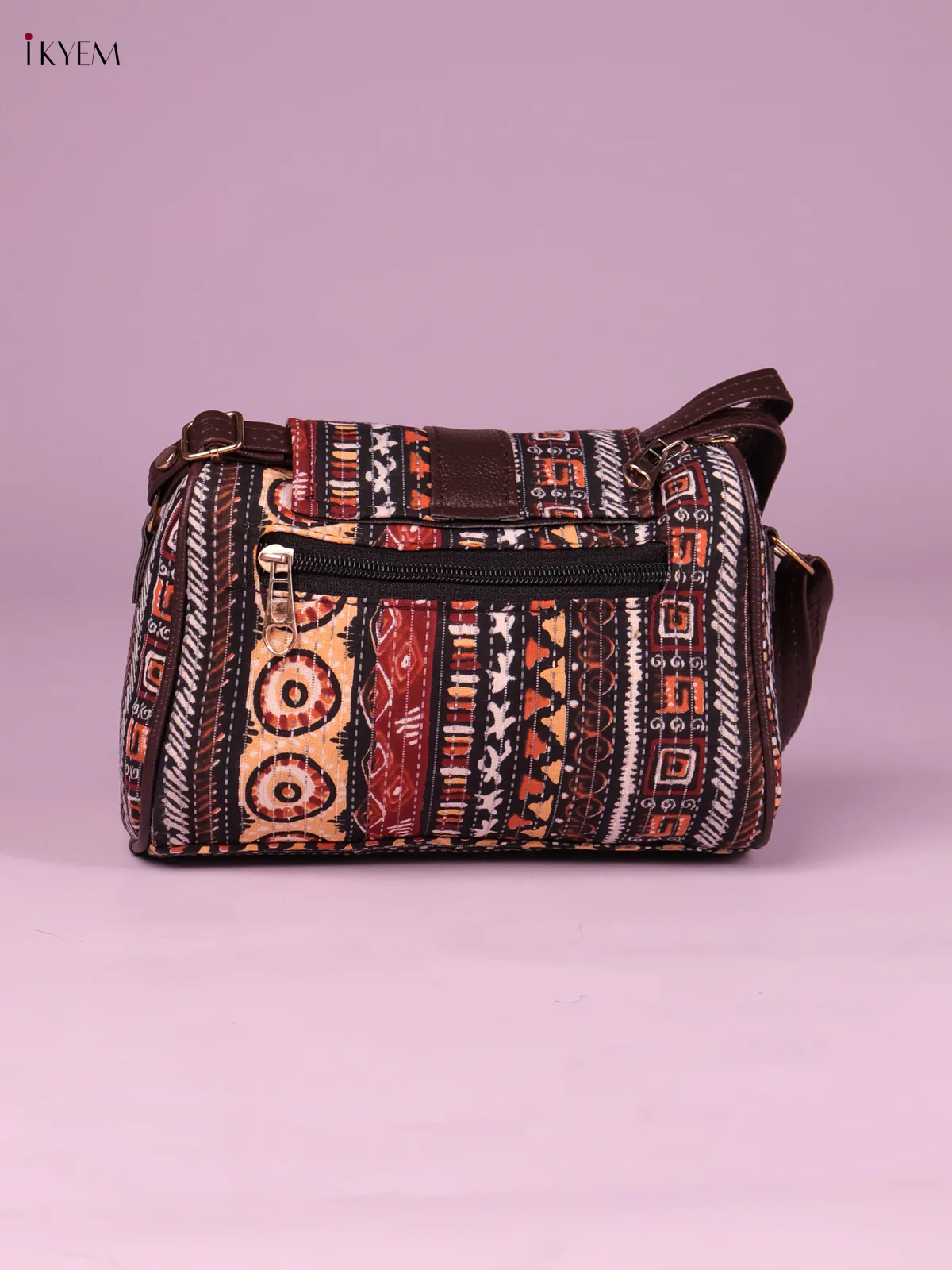 Printed Sling Bag -Brown-KEG02026 - Image 2